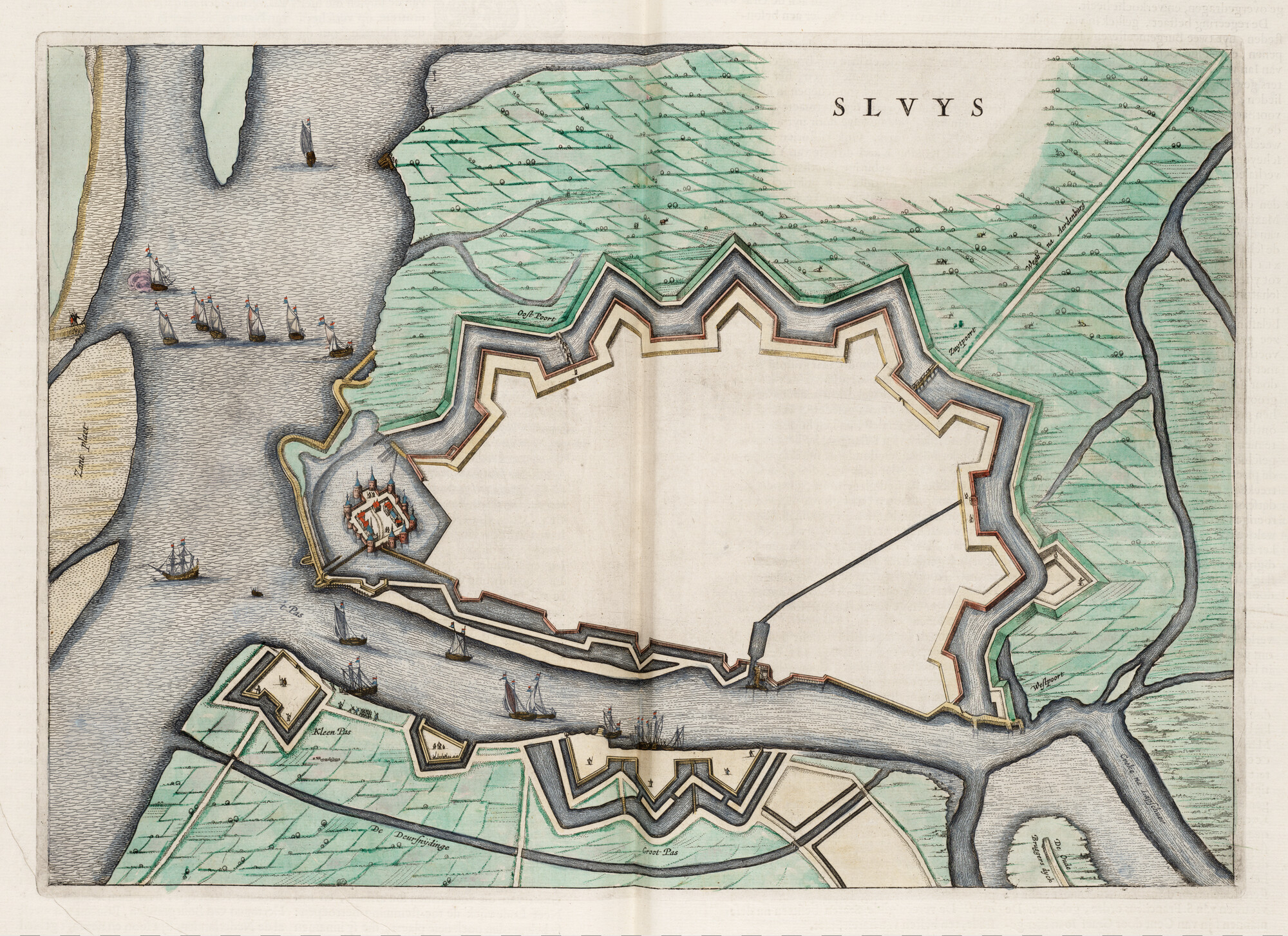 S.1034(15) [kaart 101]; Plattegrond van de versterkingen van Sluis; landkaart