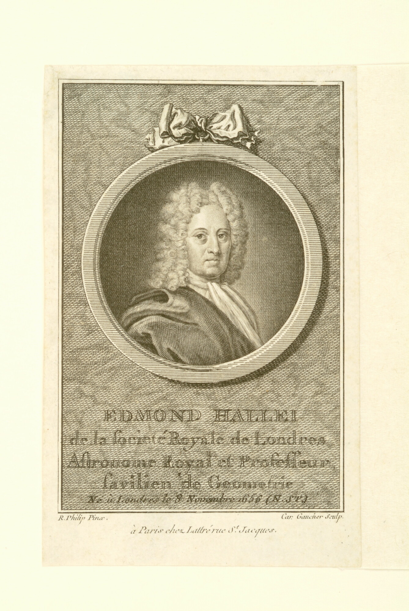 A.0075(162); Portret van Edmond Hallei, Engels sterrenkundige; prent