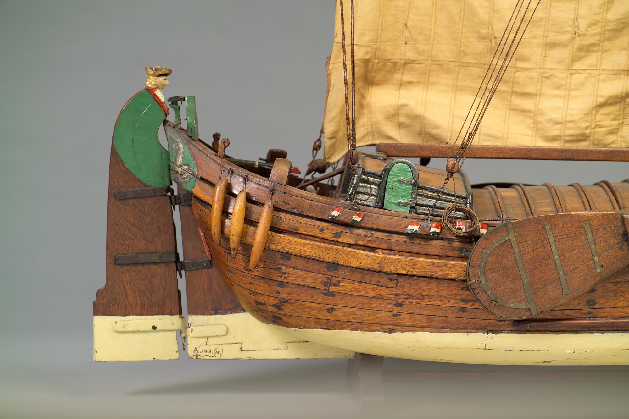 A.0149(0016); Model van een wijdschip; scheepsmodel