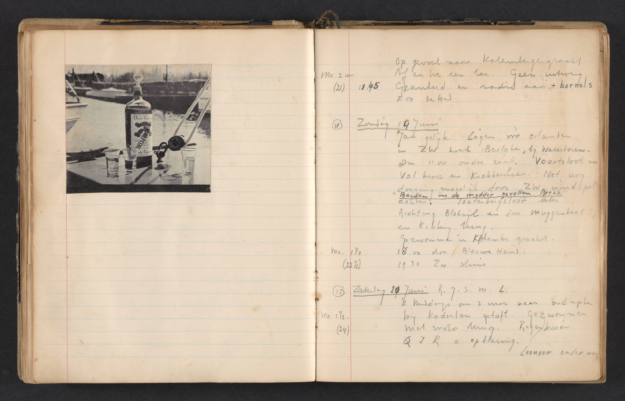 2017.0791; Logboek c.q. fotoalbum van reizen met zeeschouw Grutto in Nederland, 1952-1954; logboek