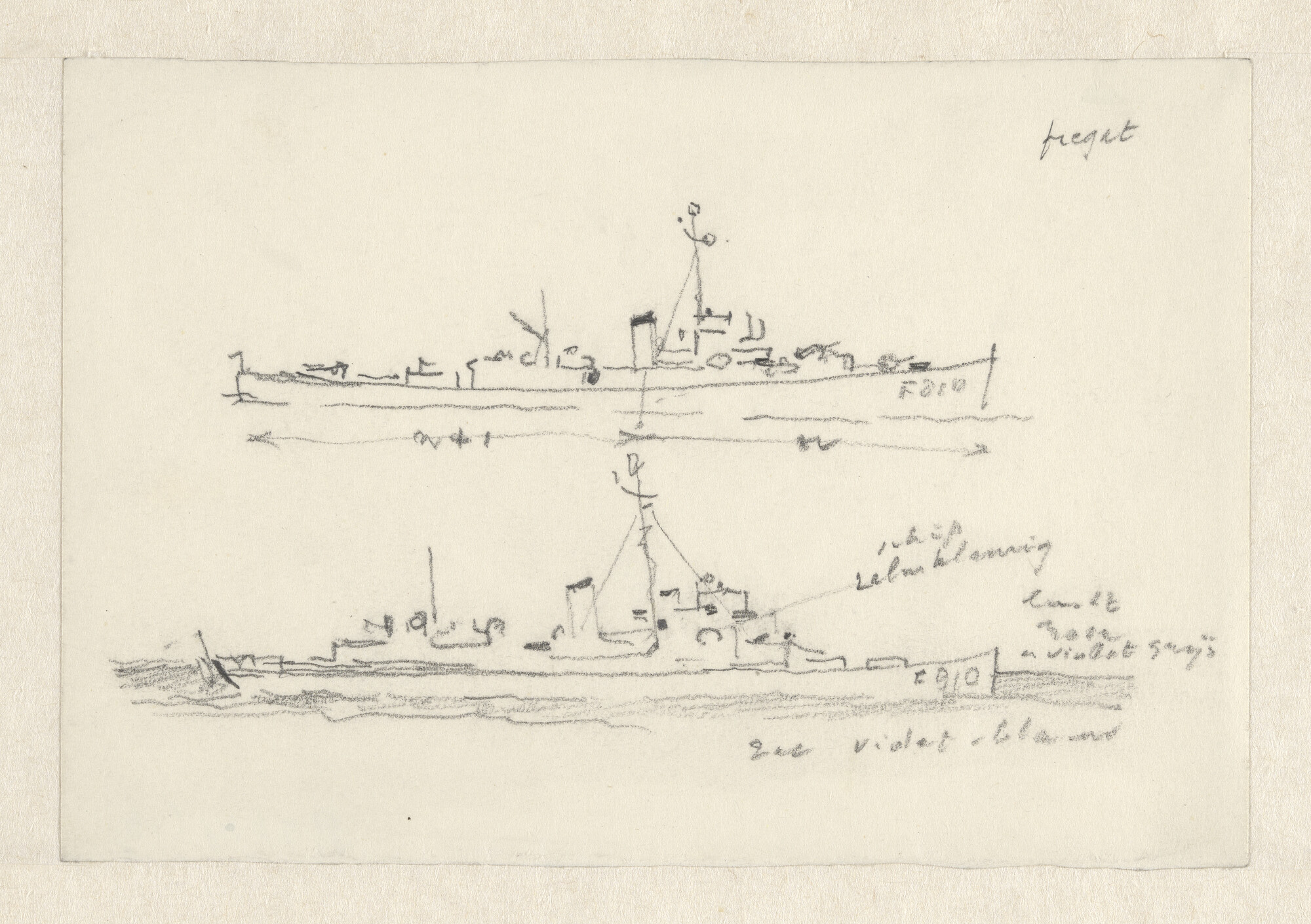 A.5614(16); Het fregat Hr.Ms. 'De Zeeuw'; tekening