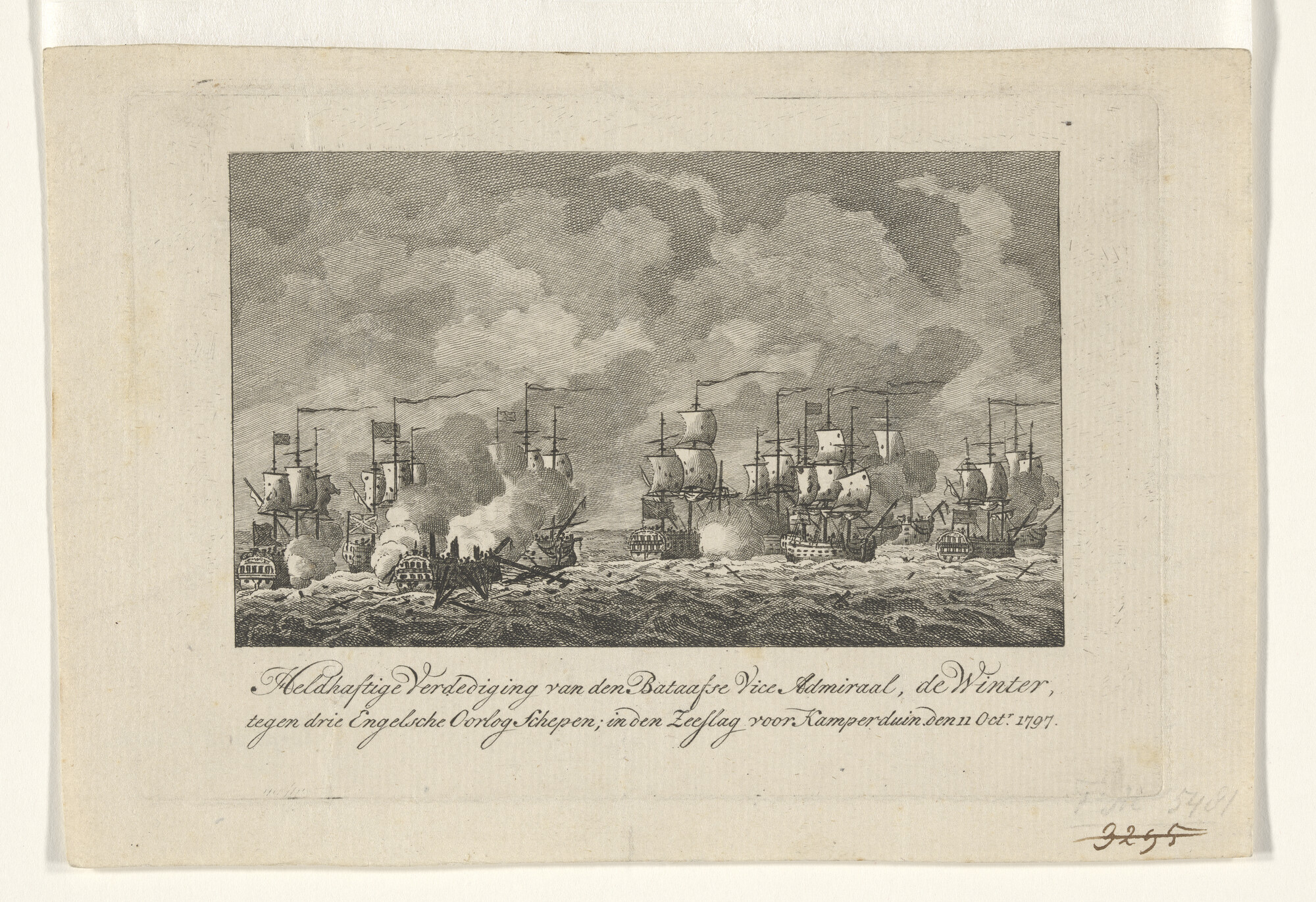 1996.1532; Zeeslag bij Kamperduin, 11 oktober 1797; prent