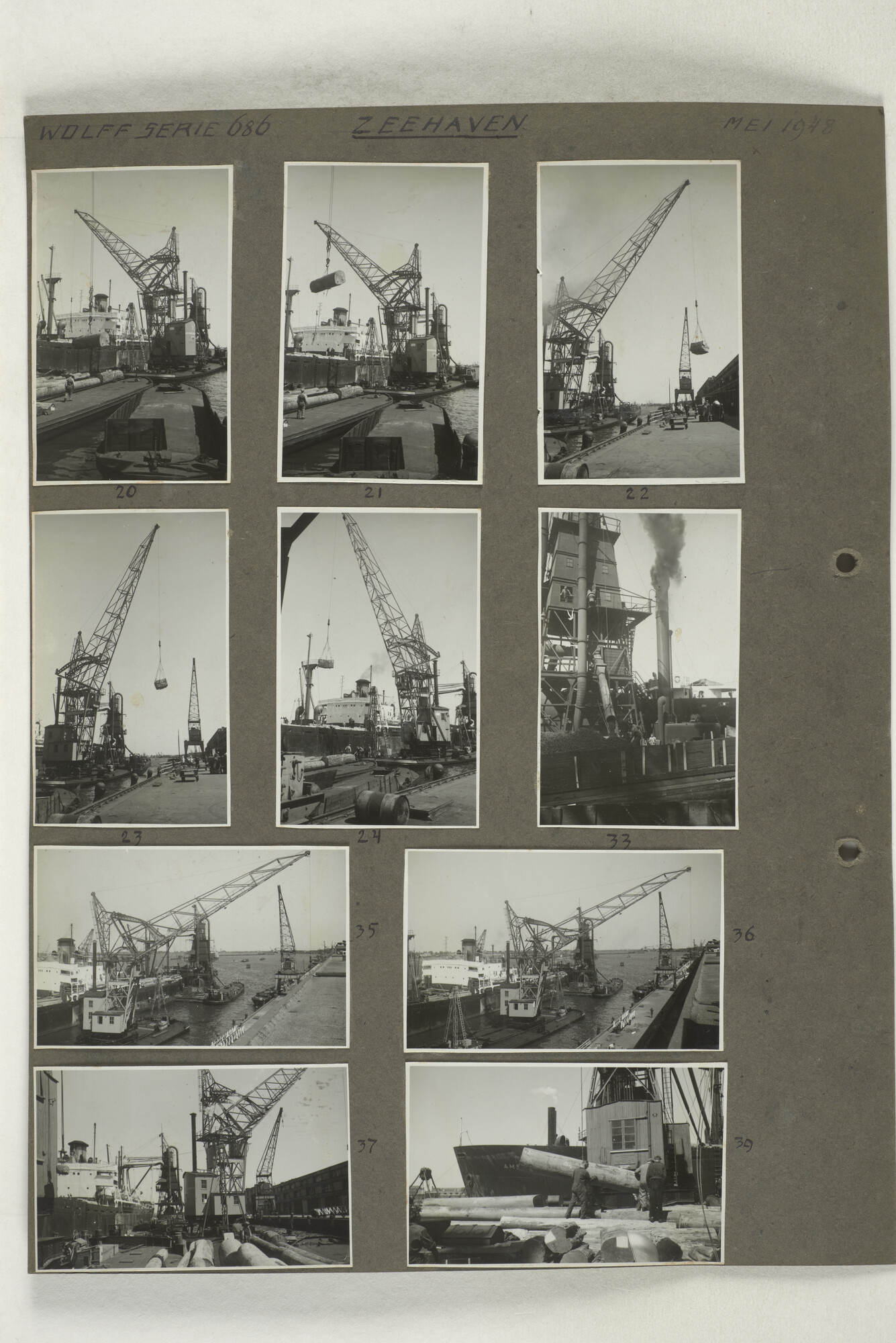 1998.2180; Omslag met een grote hoeveelheid proef foto's gemaakt in opdracht van de Gemeente Handelsinrichtingen in Amsterdam en de Koninklijke Hollandsche Lloyd te Amsterdam.; omslag