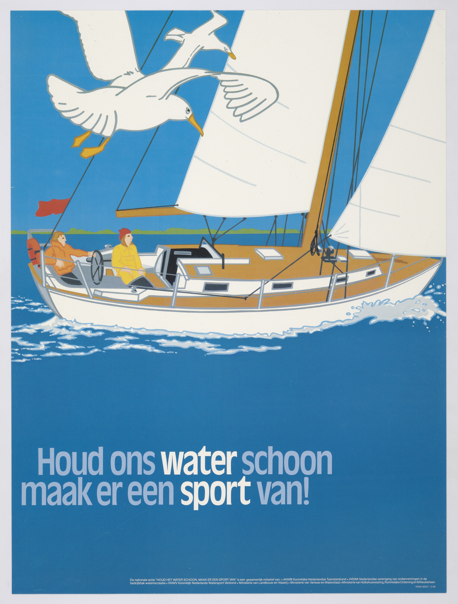 1989.0123; Affiche ANWB 1989 'Houd ons water schoon maak er een sport van'; affiche
