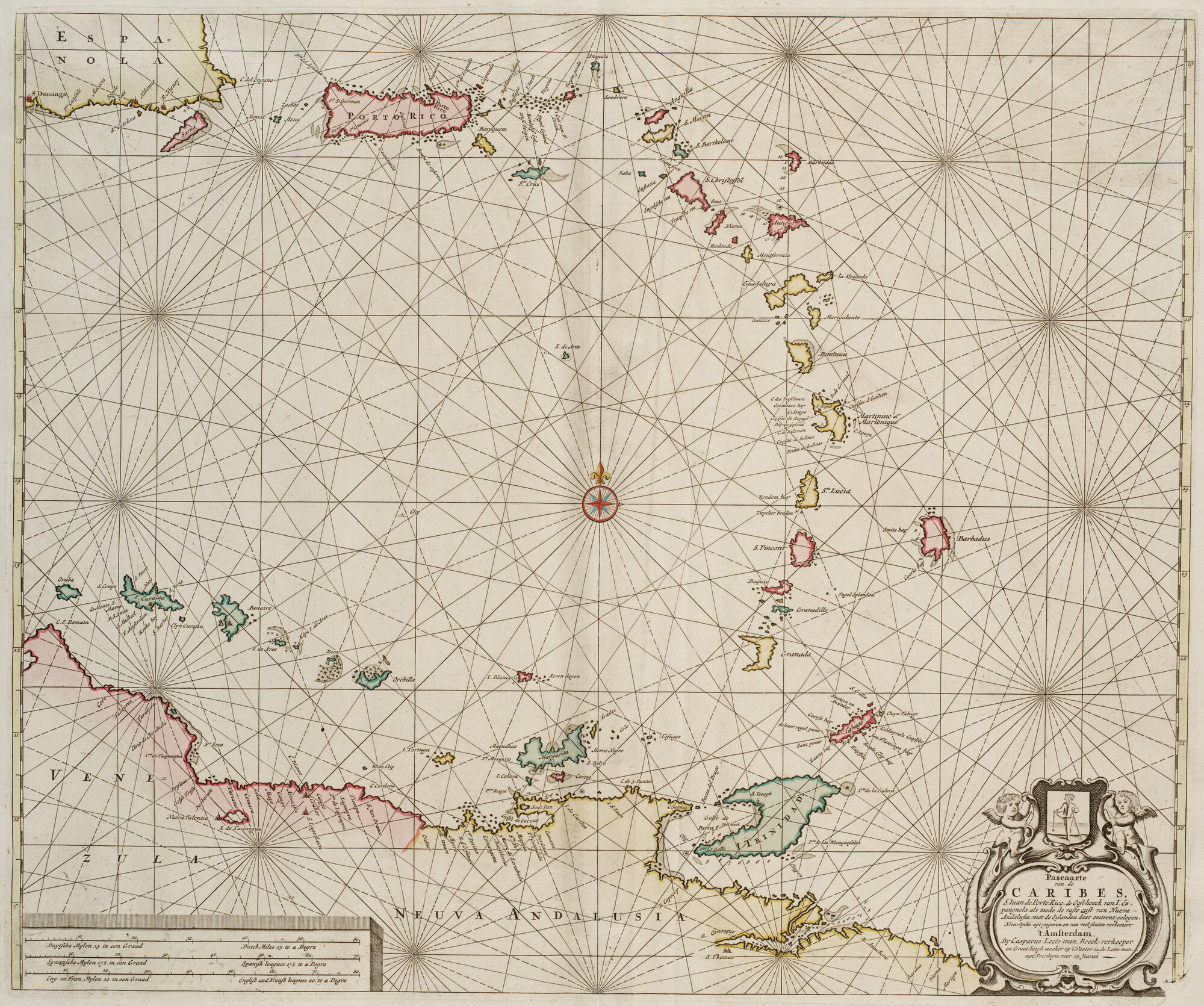 B.0032(109)2 [kaart 142]; Zeekaart van het Caraïbisch gebied met de Bovenwindse en Benedenwindse; zeekaart