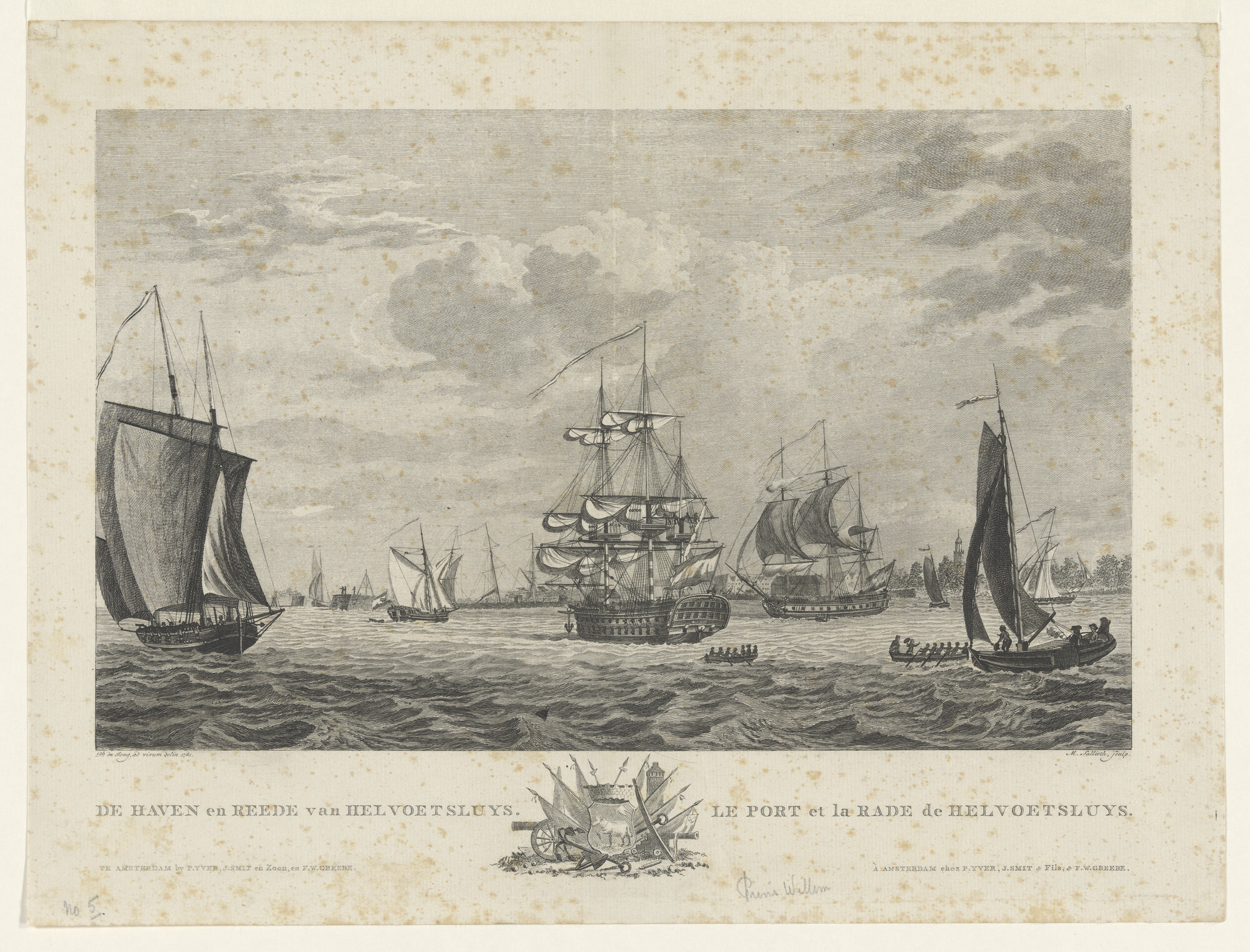 A.0149(0723); De haven en rede van hellevoetssluis; prent