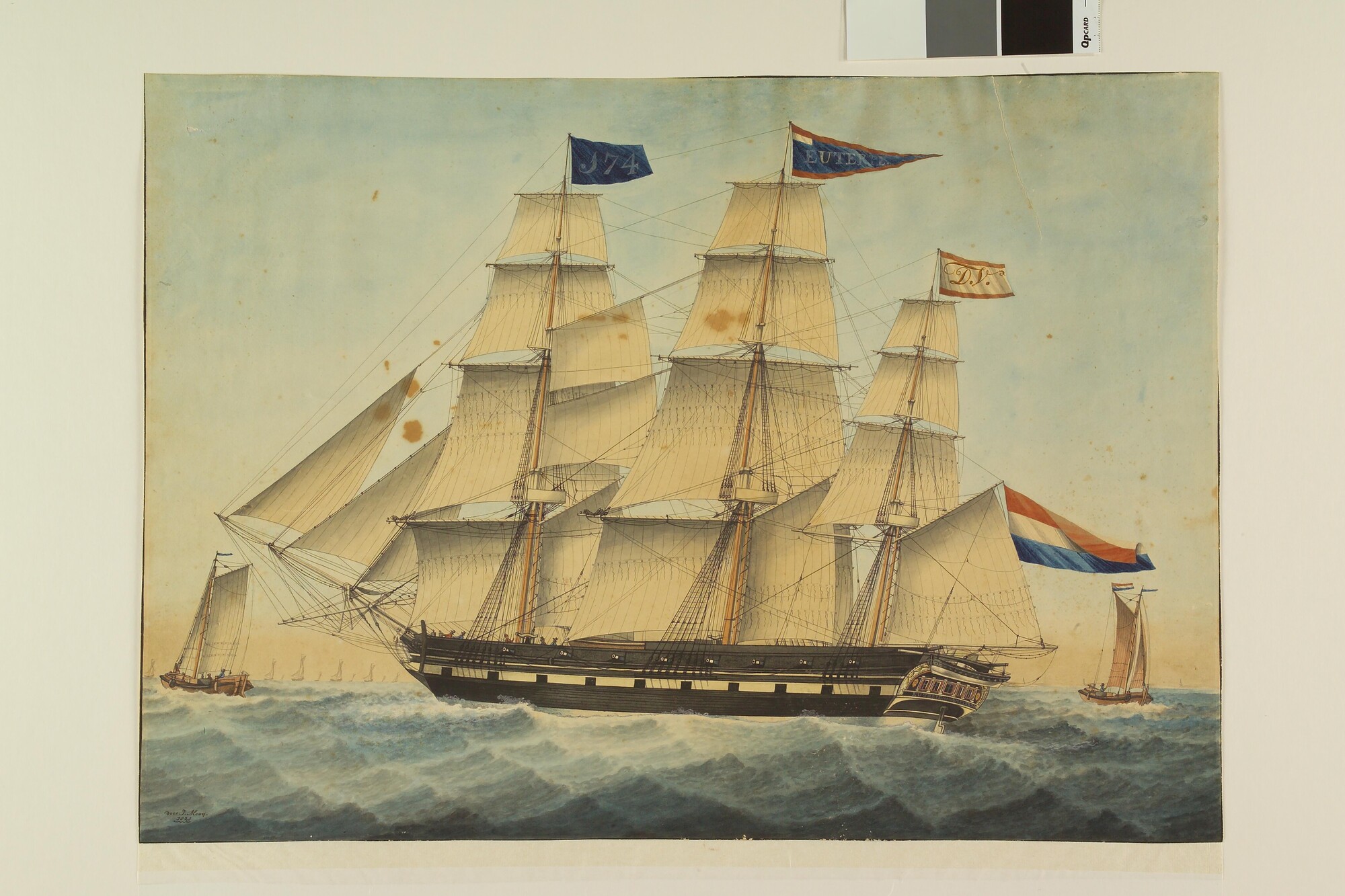 A.2123(02); Het fregatschip 'Euterpe'; tekening