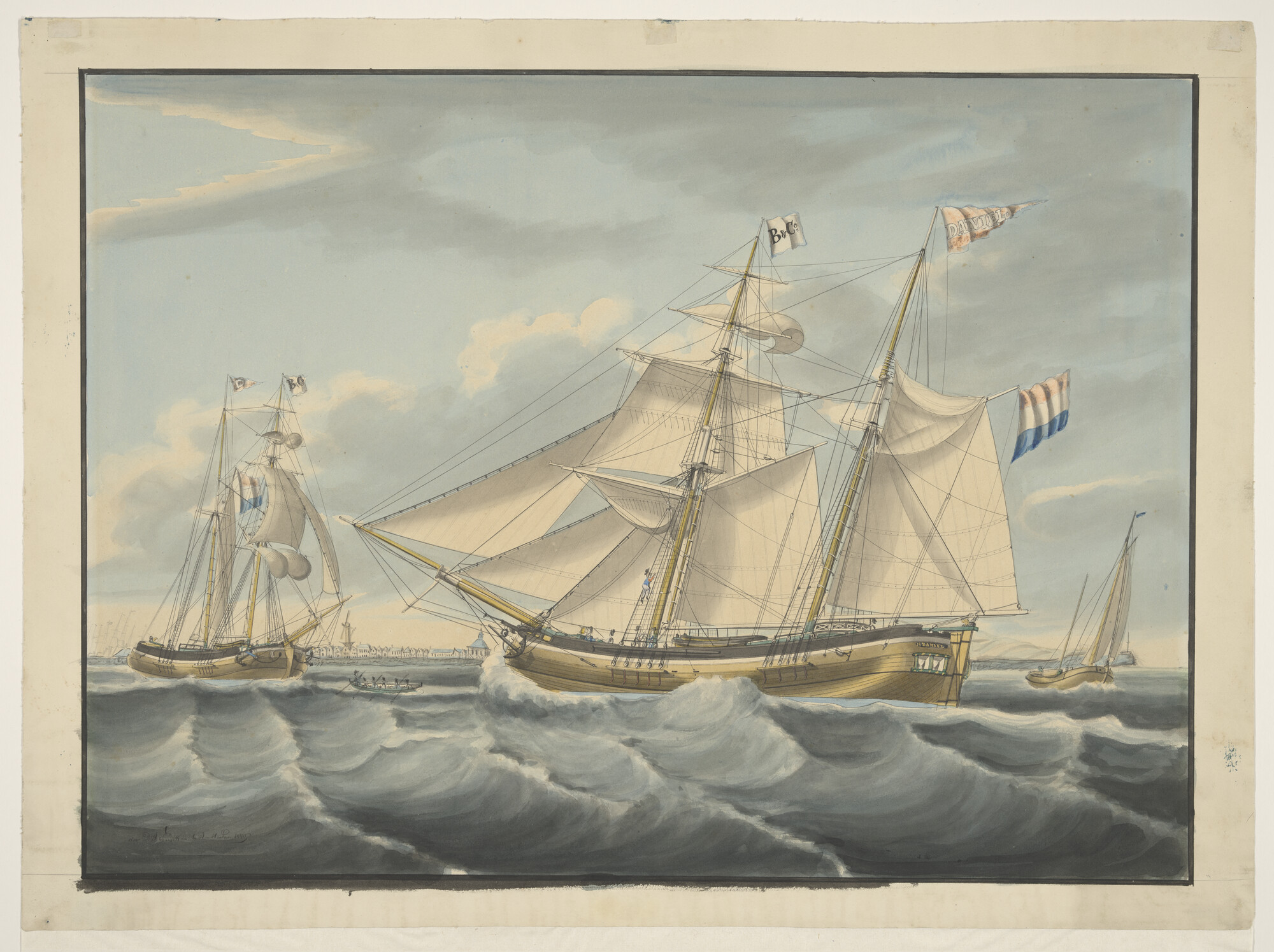 A.1259(04)b; Het kofschip 'Daniel van Amsterdam' ter hoogte van Den Helder; tekening