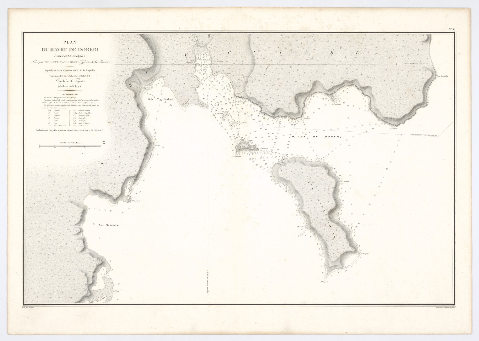 A.5664(01); Kaart van de haven van Doreri (het eiland Manokwari), Nieuw Guinea; zeekaart