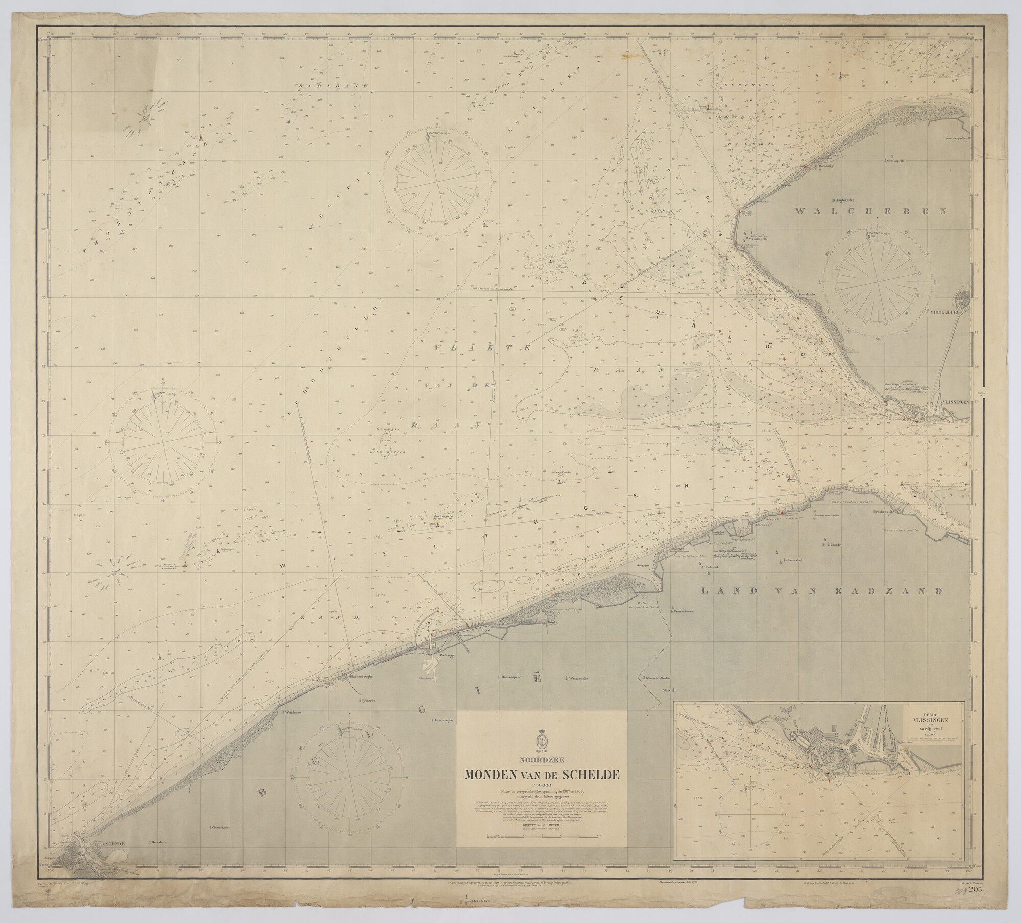 2016.2751; Zeekaart van de monden van de Schelde; kaart