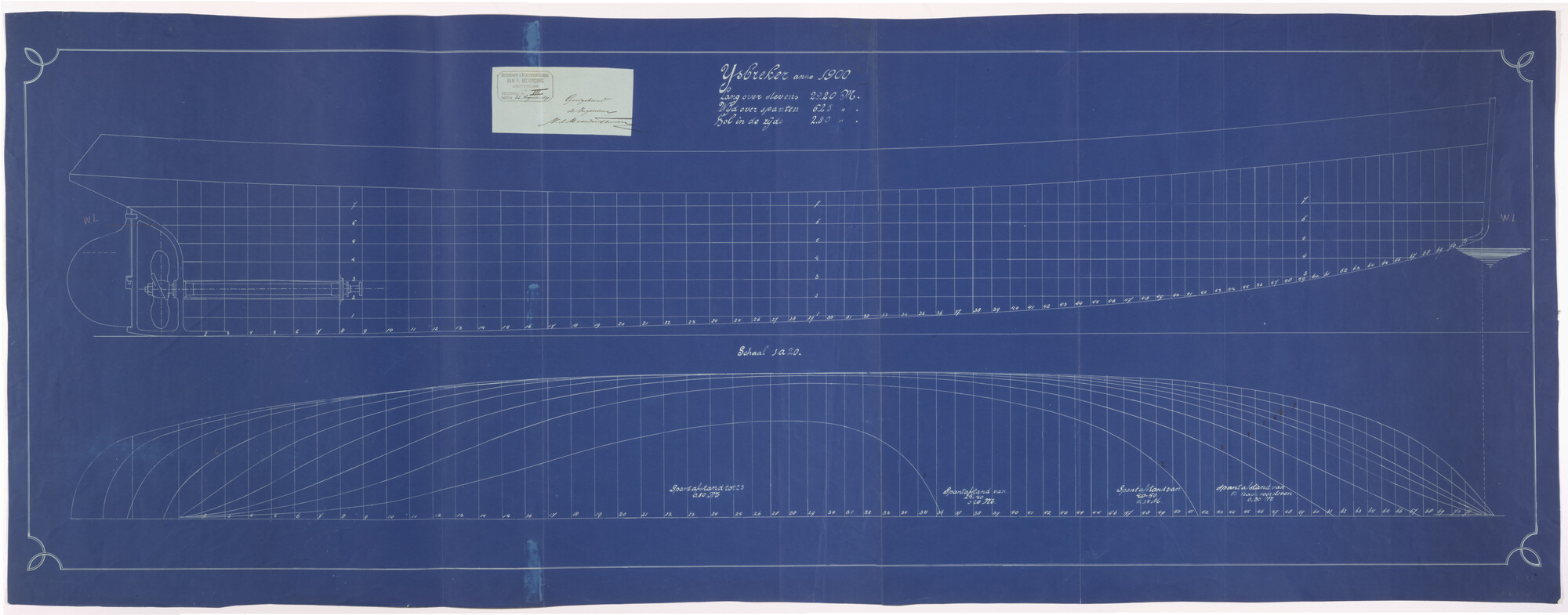 S.1156(05)0131; Lijnenplan van de ijsbreker 'Christiaan Brunings'; technische tekening