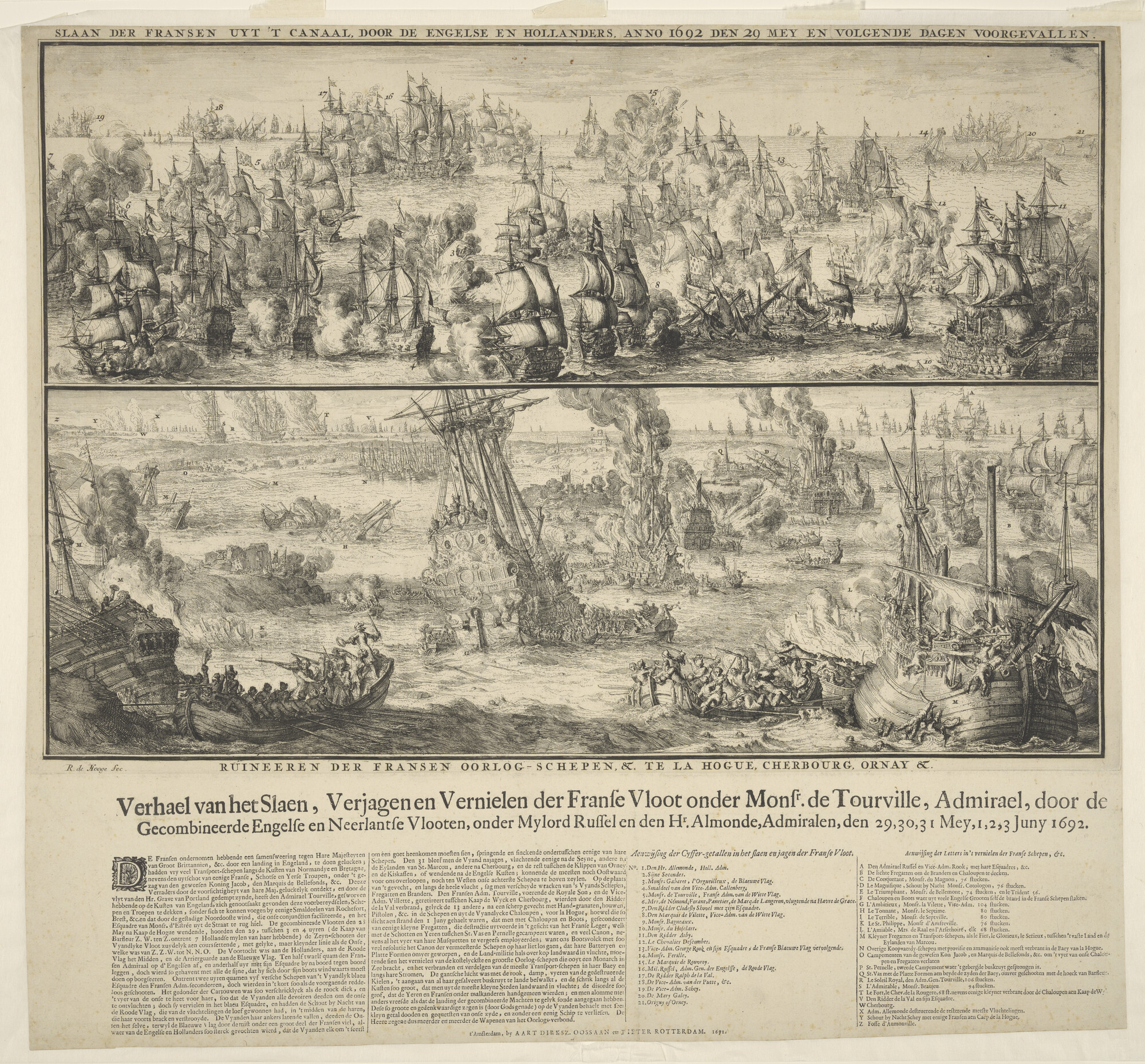 A.1222(10); Zeeslag bij Kaap La Hogue; prent