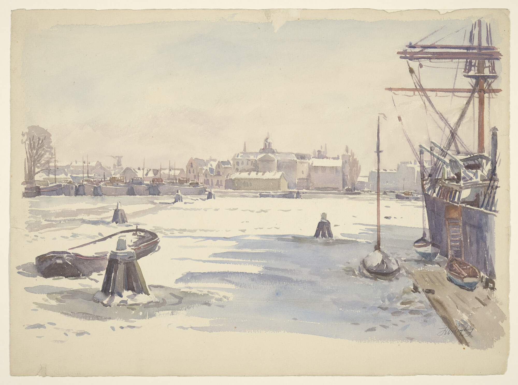 A.5176(01); Het Oosterdok met gezicht op 's Lands Zeemagazijn; tekening