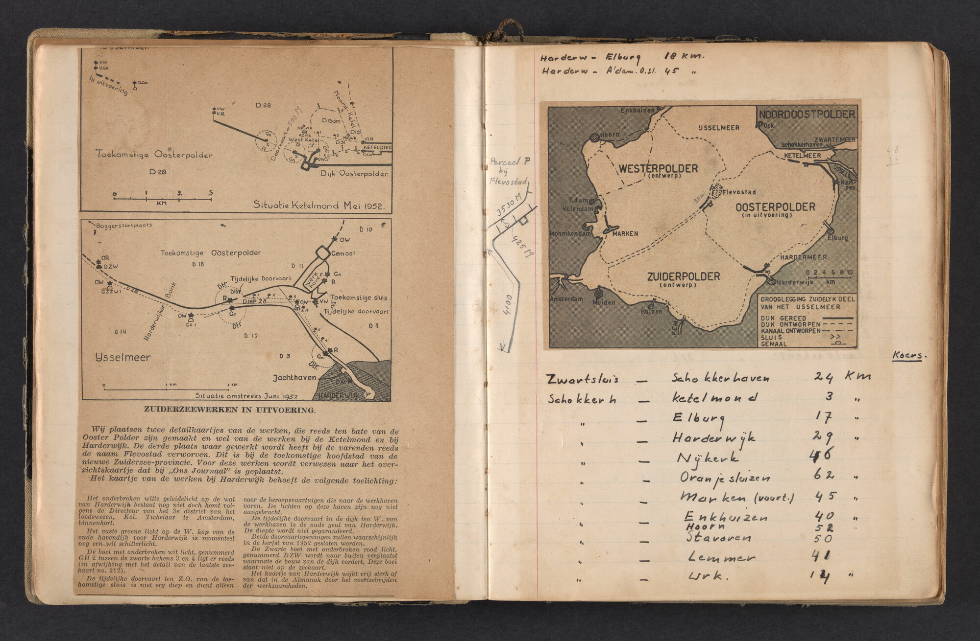 2017.0791; Logboek c.q. fotoalbum van reizen met zeeschouw Grutto in Nederland, 1952-1954; logboek