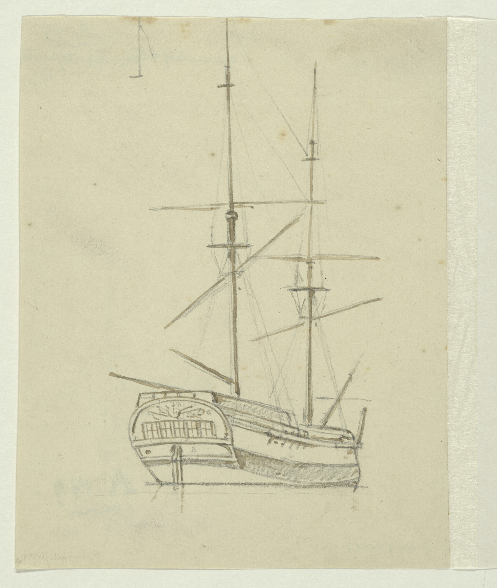 A.0149(0436); Tekening van een brikschip; tekening