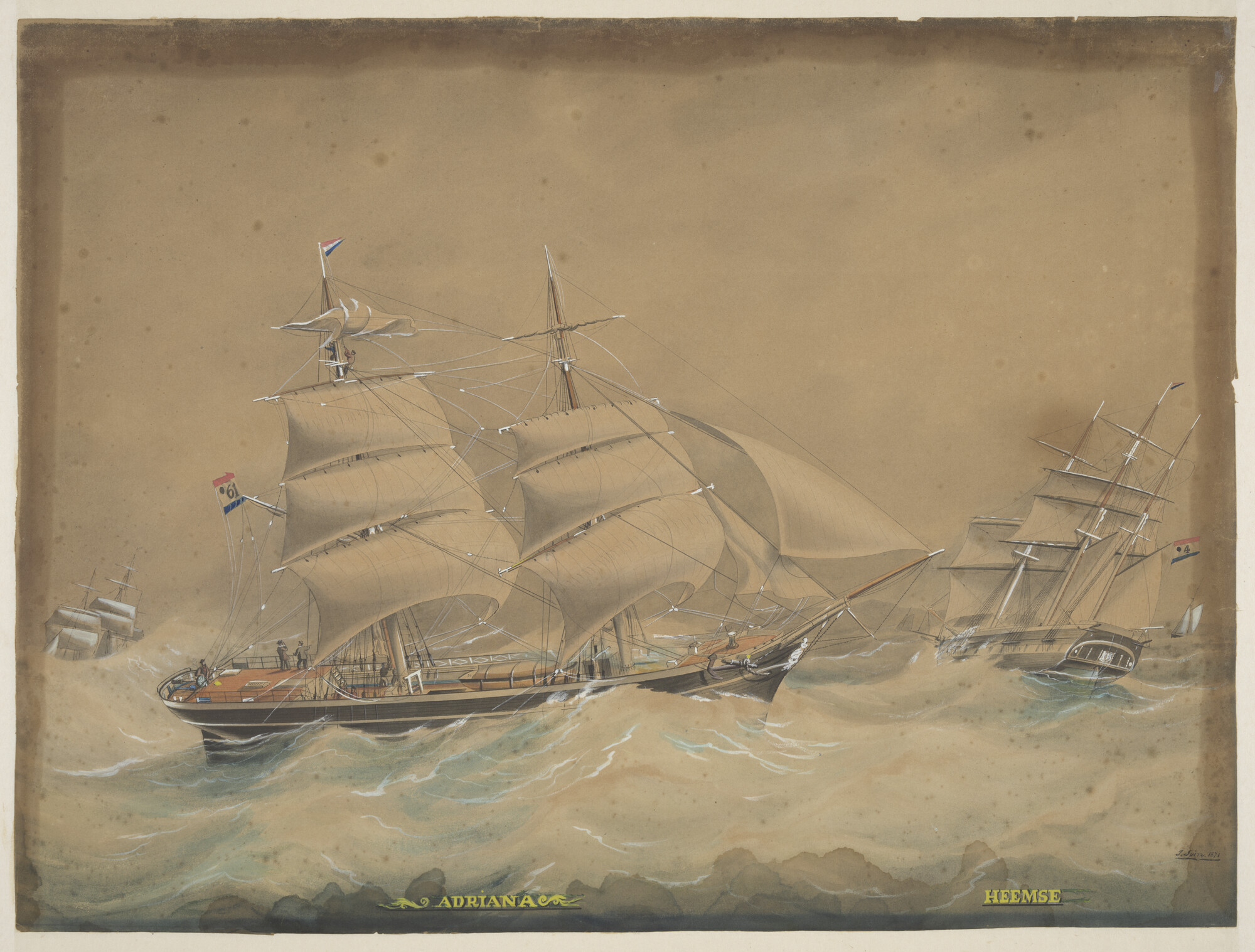 A.2370; De Brik Adriana en de Bark Heemse; tekening