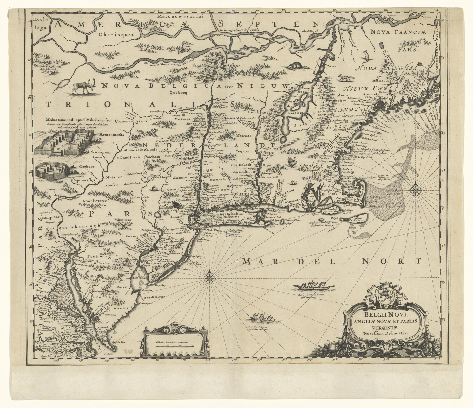 A.3058(01); Kaart van Nieuw Nederland , Nieuw Engeland en een deel van Virginia; landkaart
