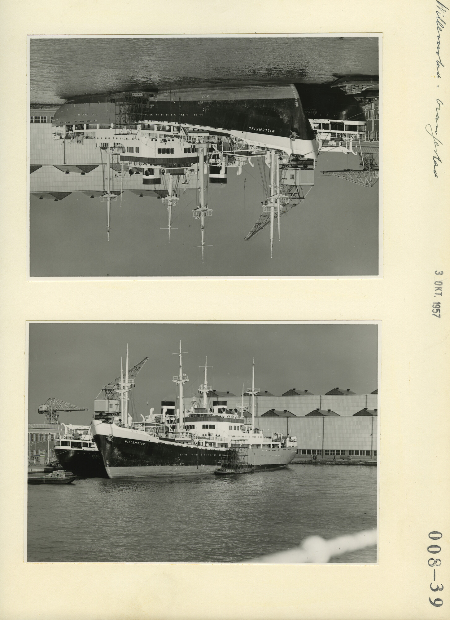 S.5444(3191)3; Foto van vracht-passagiersschepen ms. Willemstad en ms. Oranjestad van de KNSM; foto