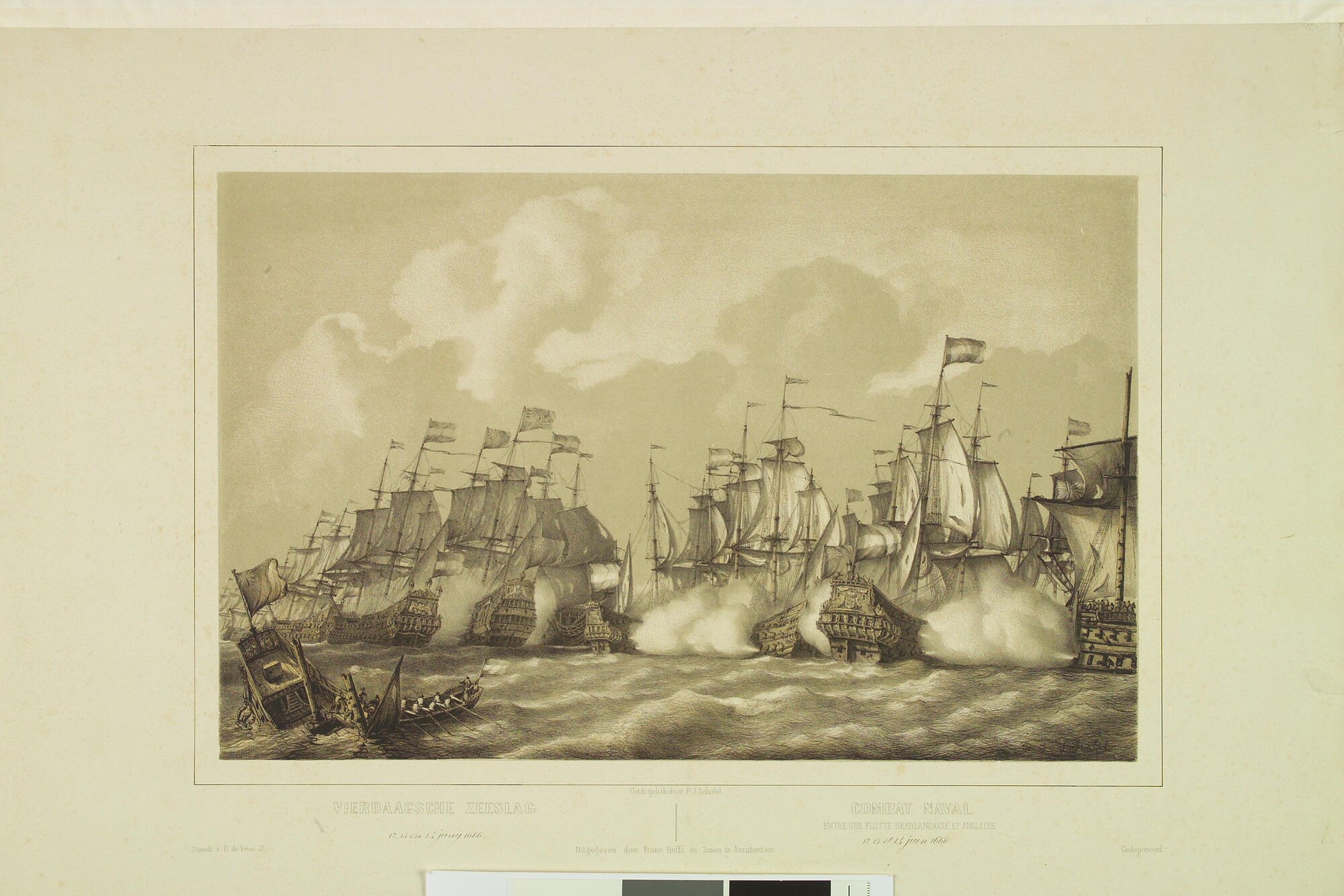 A.3002(03b); De Vierdaagse Zeeslag, 12, 13 en 14 juni 1666; prent