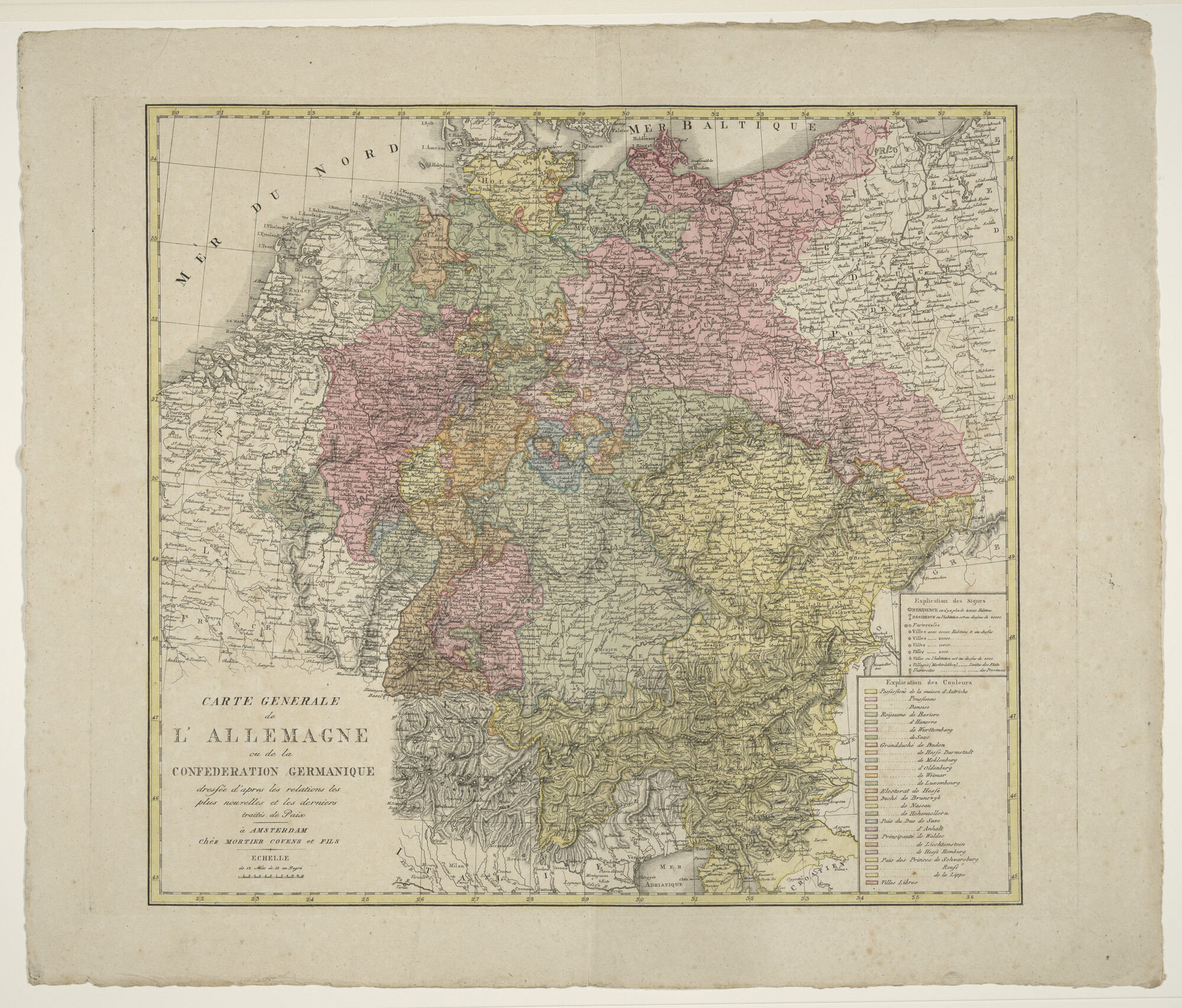 1995.6271; Met de hand gekleurde kaart van het Duitse Rijk; landkaart