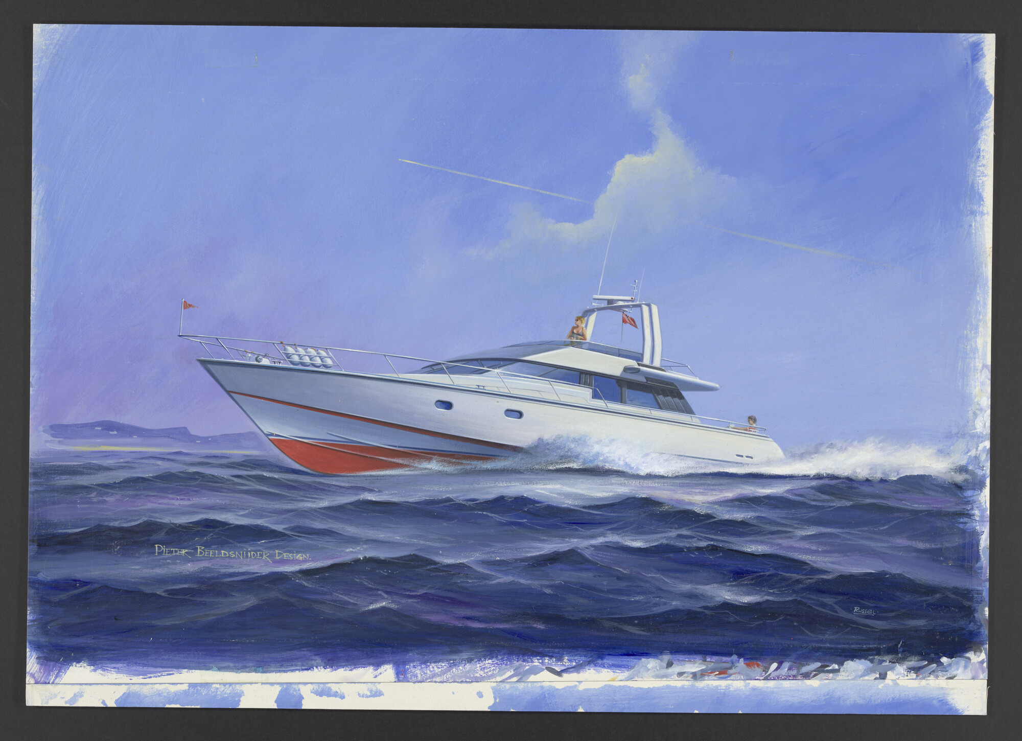 2022.0027; Artist's impression van een motorjacht type Trintella; tekening