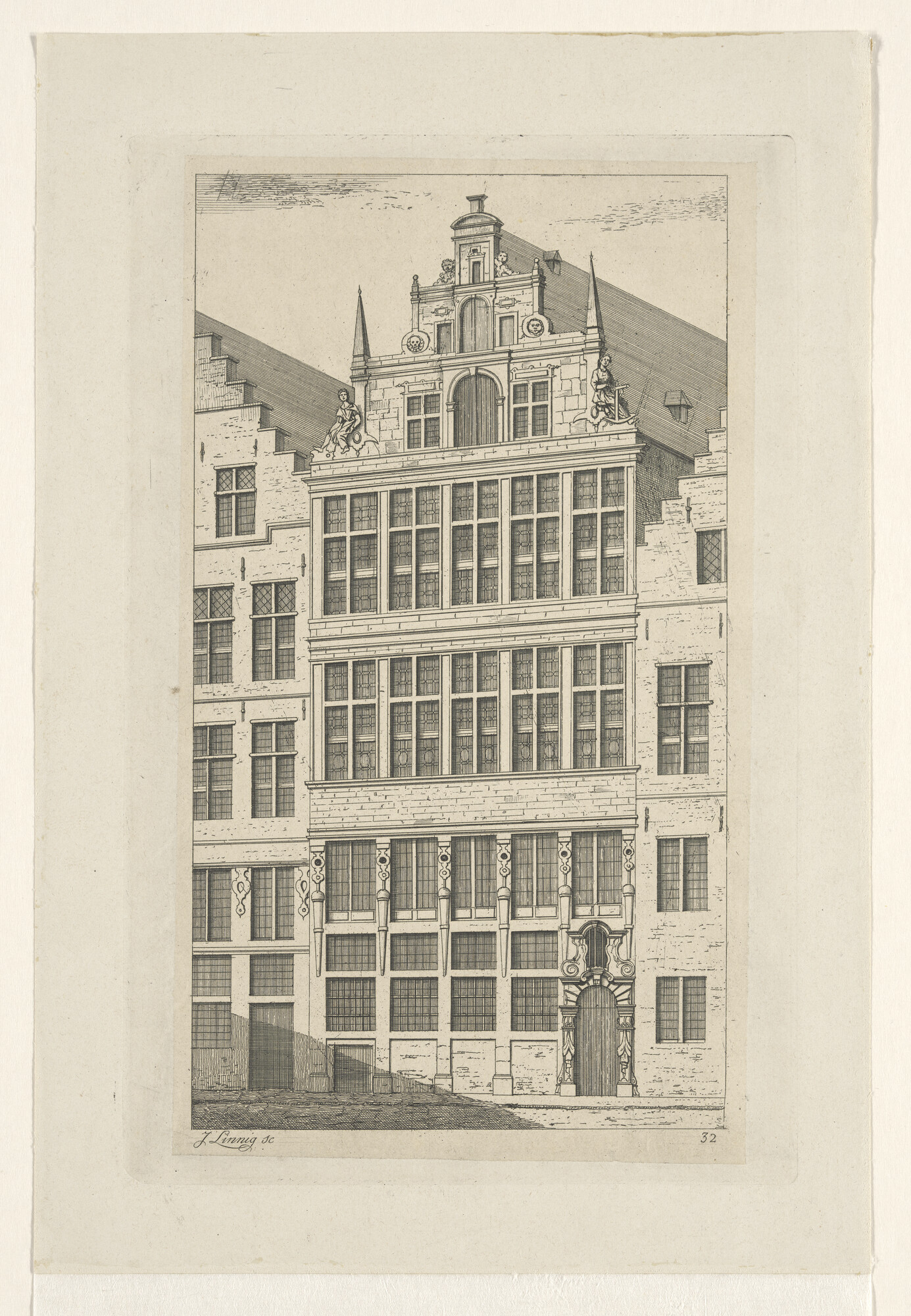 S.0216(56); Het huis van het Schippersgilde te Antwerpen; prent