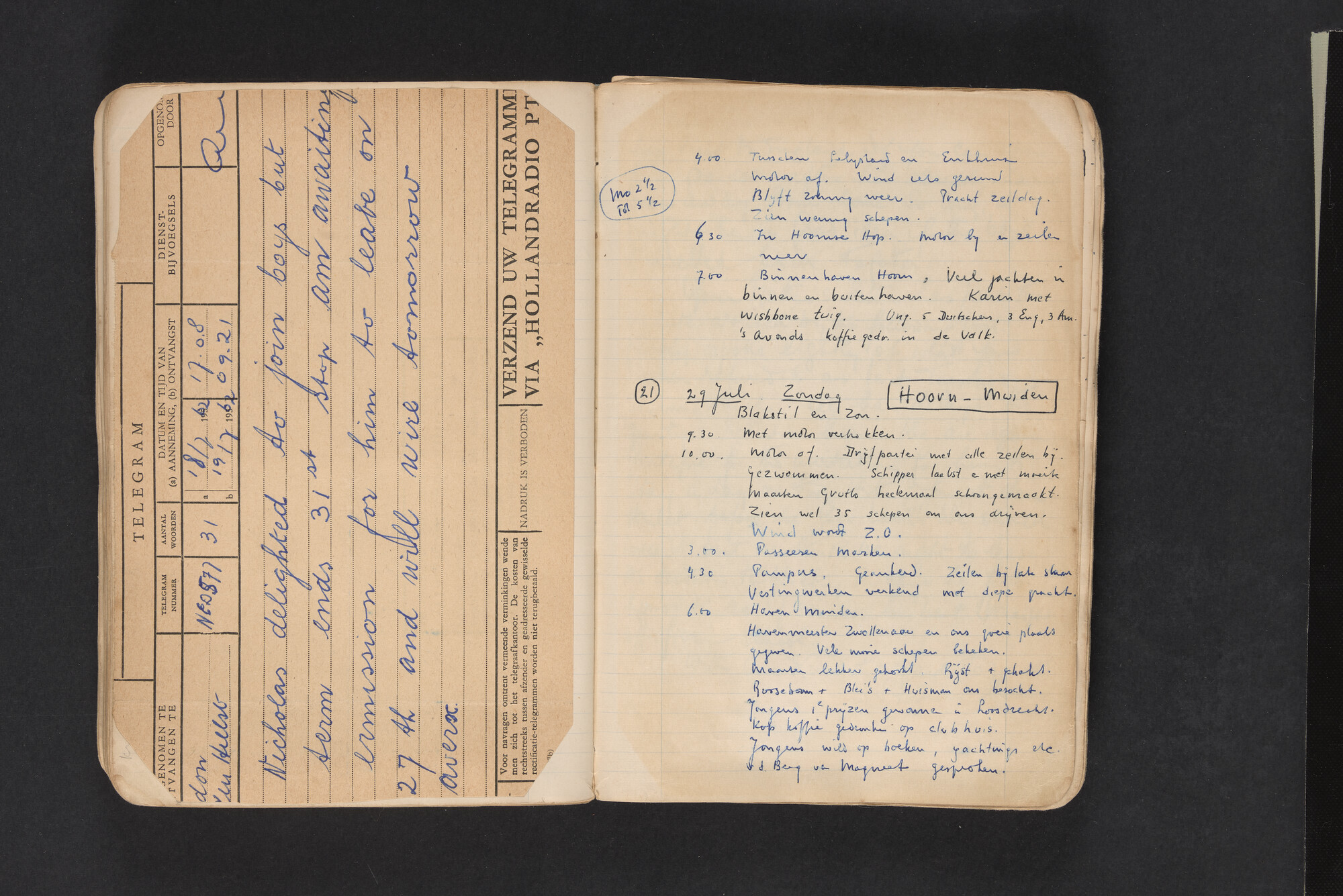 2017.0794; Logboek c.q. fotoalbum van reizen met zeeschouw Grutto in Nederland, 1961-1962; logboek