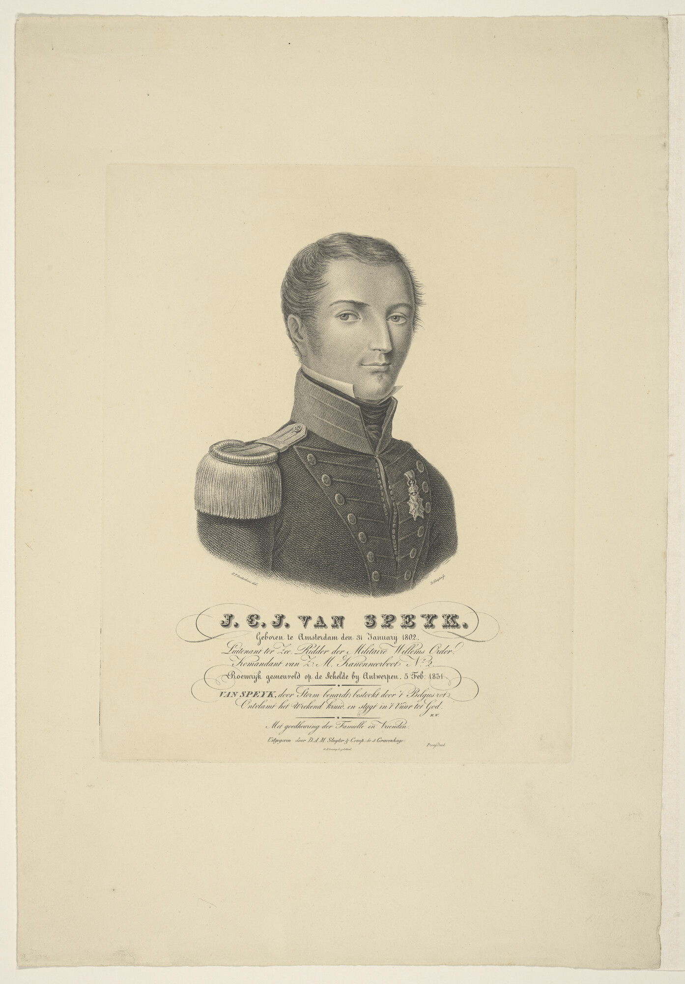A.0991 [nr 0015]; Portret van J.C.J. van Speyk; prent