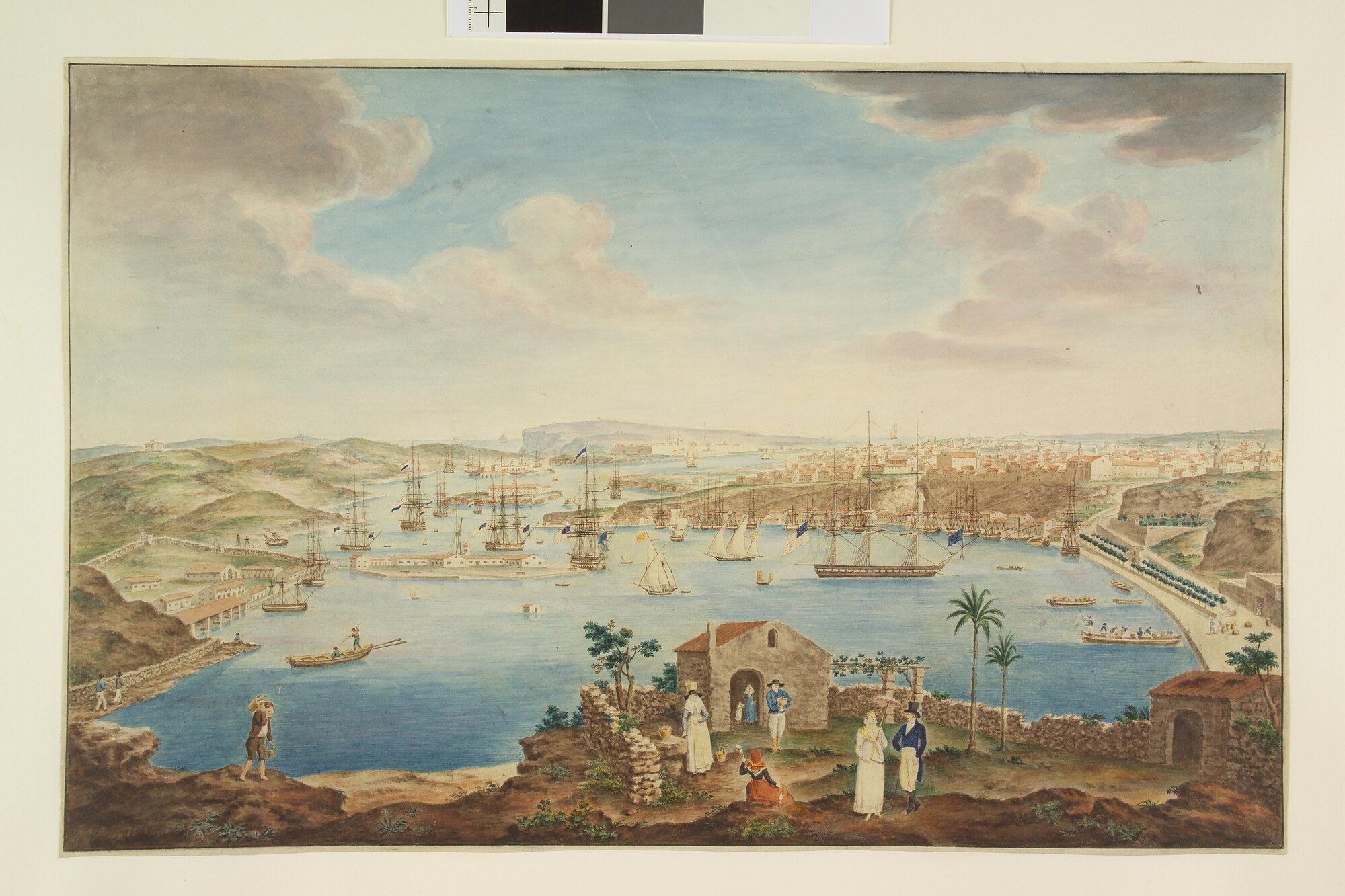 A.1361(22) [nr 0004]; De haven van Port Mahon op Menorca; tekening