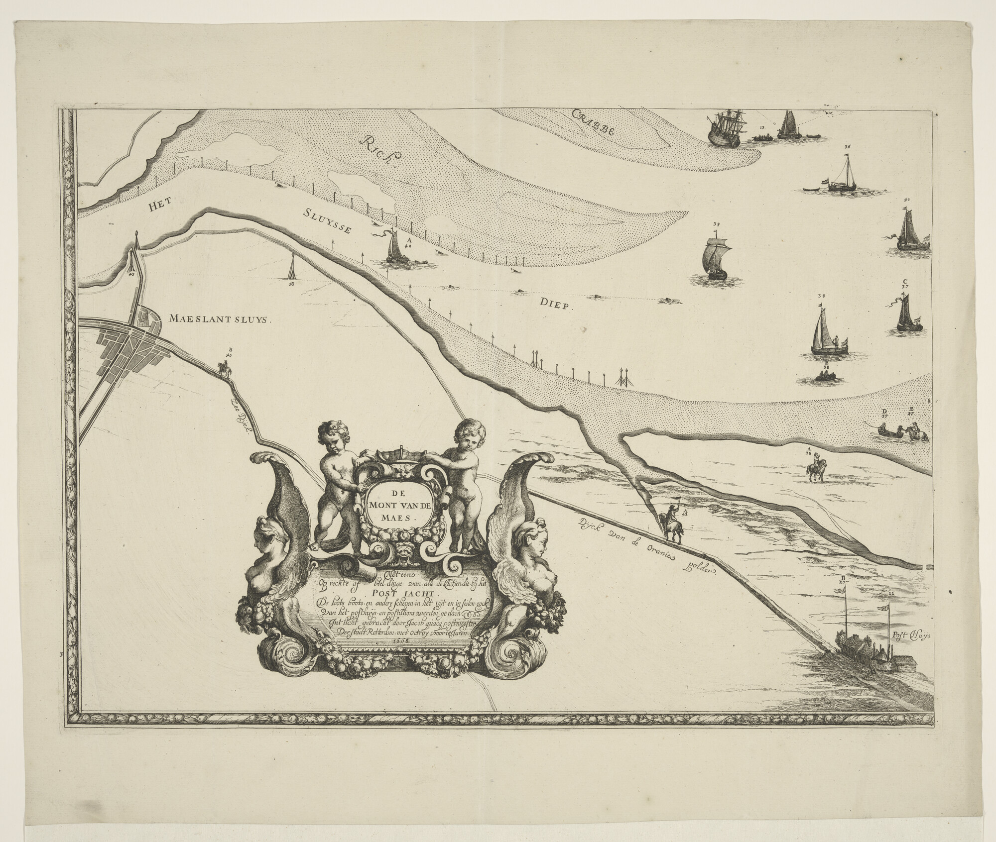A.3042(03); Kaart van de Maasmond; prent
