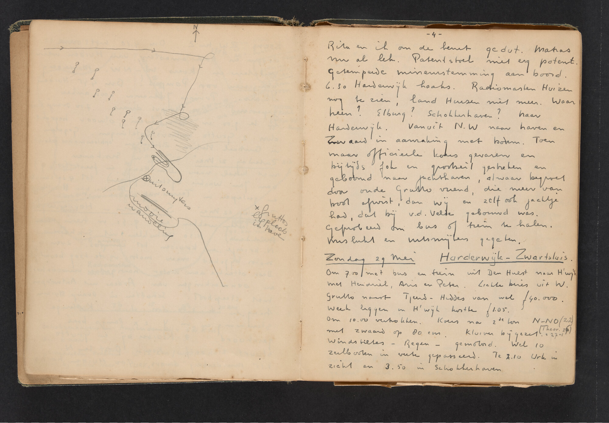 2017.0790; Logboek c.q. fotoalbum van reizen met zeeschouw Grutto in Nederland, 1949-1951; logboek