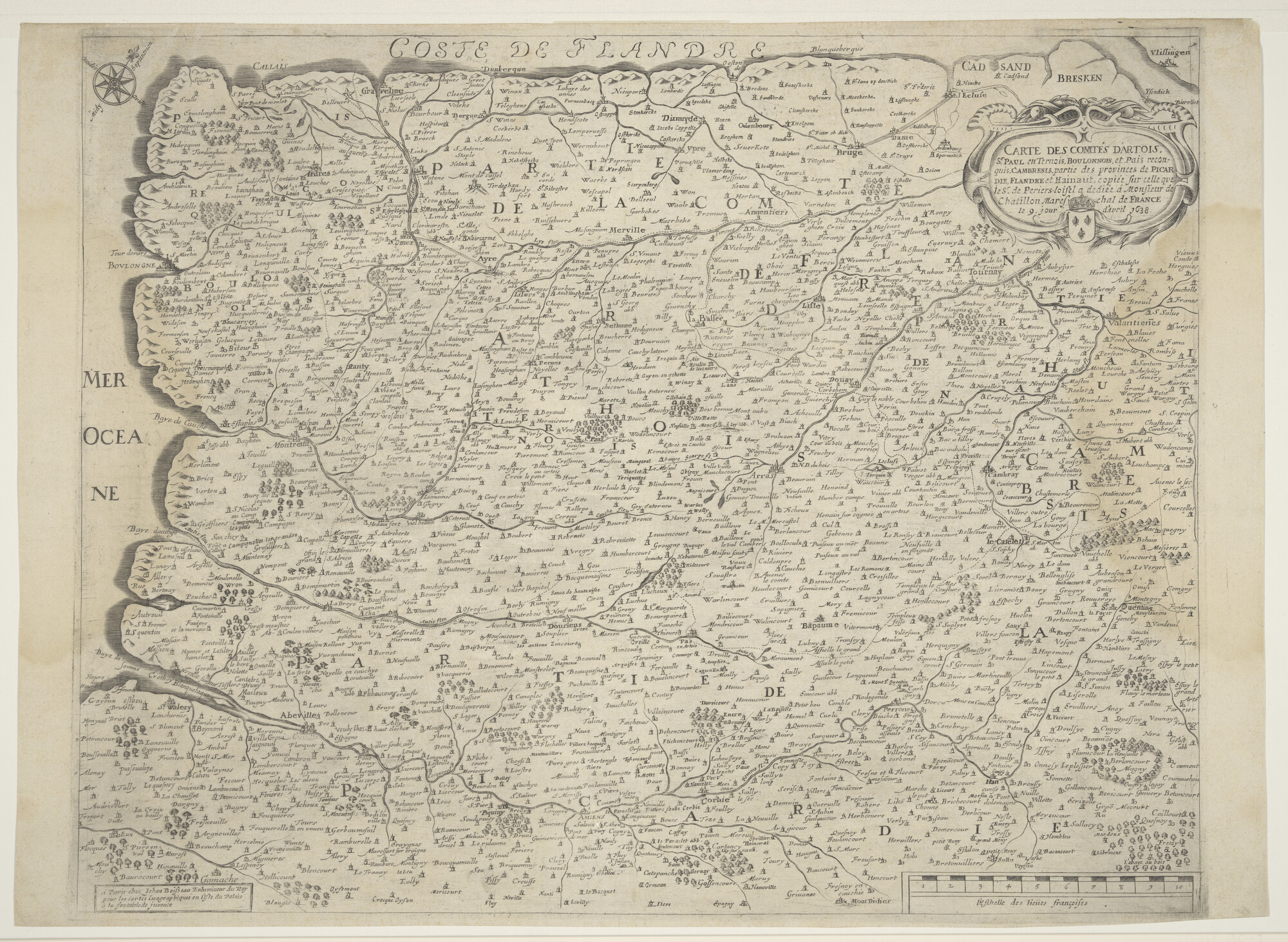 A.0145(198)4; Kaart van west-Vlaanderen met de graafschappen en provincies; landkaart