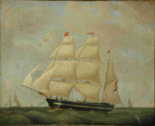 A.2205; Het barkschip Pollux of Cheribon in het Kanaal; schilderij