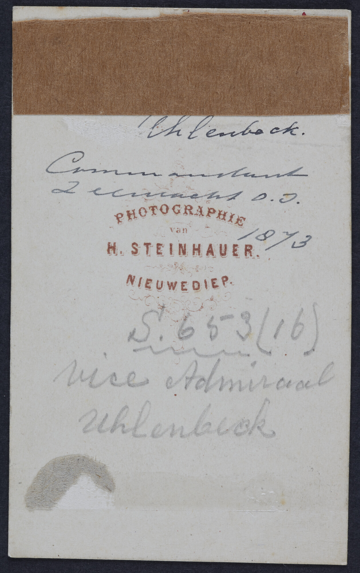 S.0653(16)33; Portretfoto van O.A. Uhlenbeck (1810-1888); foto