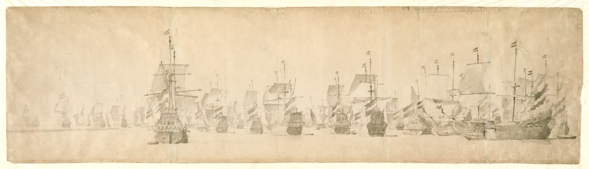 A.1115(02); Het vertrek van de Nederlandse oorlogsvloot naar Denemarken, 17 oktober 1658; tekening