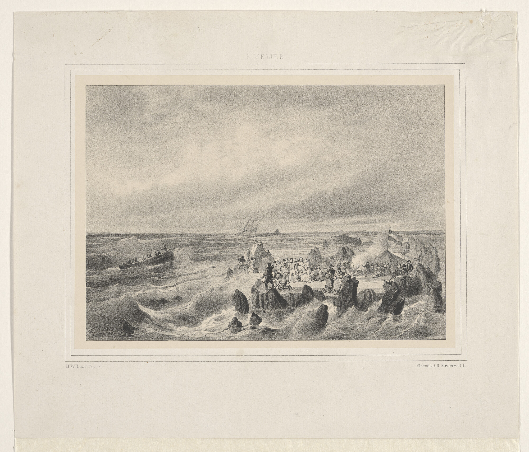 A.3033(05); Het verblijf van de schipbreukelingen op het koraalrif van Lucipara; prent