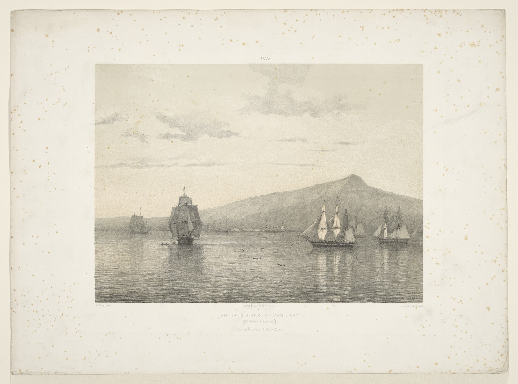 A.1883(02); Gezicht op Anjer, noordkust van Java; prent