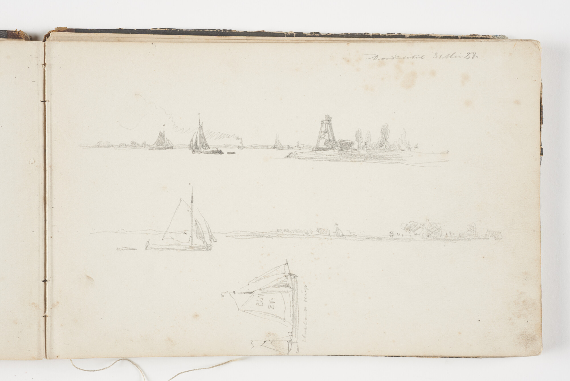 A.2019(03); Schetsboek met studies van binnenschepen en zeeschepen; schetsboek