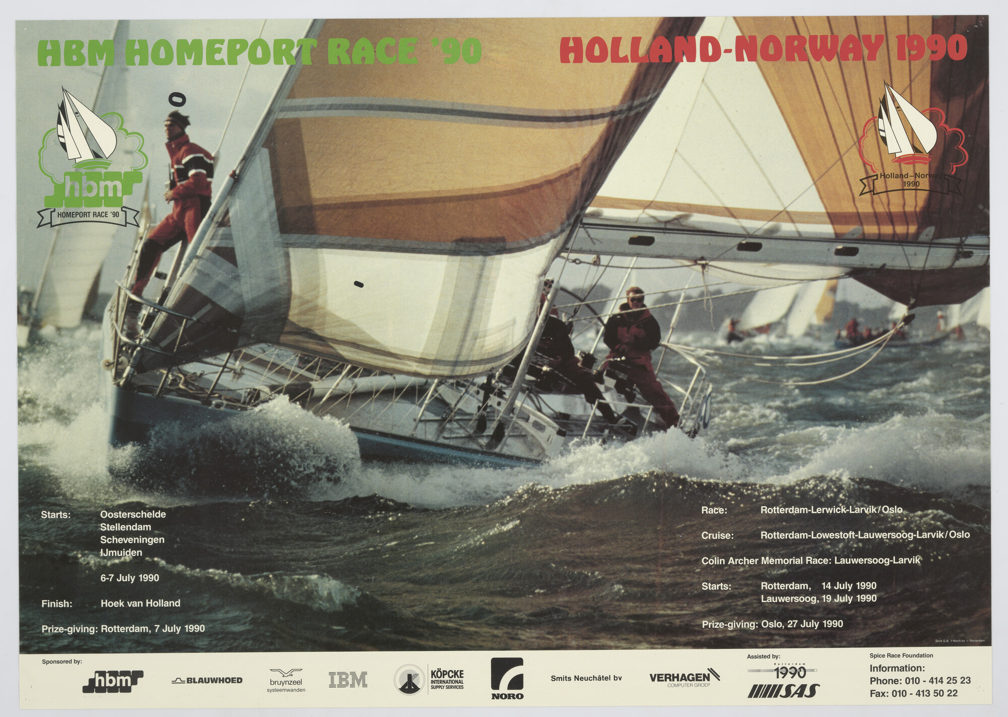 1994.5040; Affiche HBM Homeport race van Holland naar Noorwegen, 1990; affiche