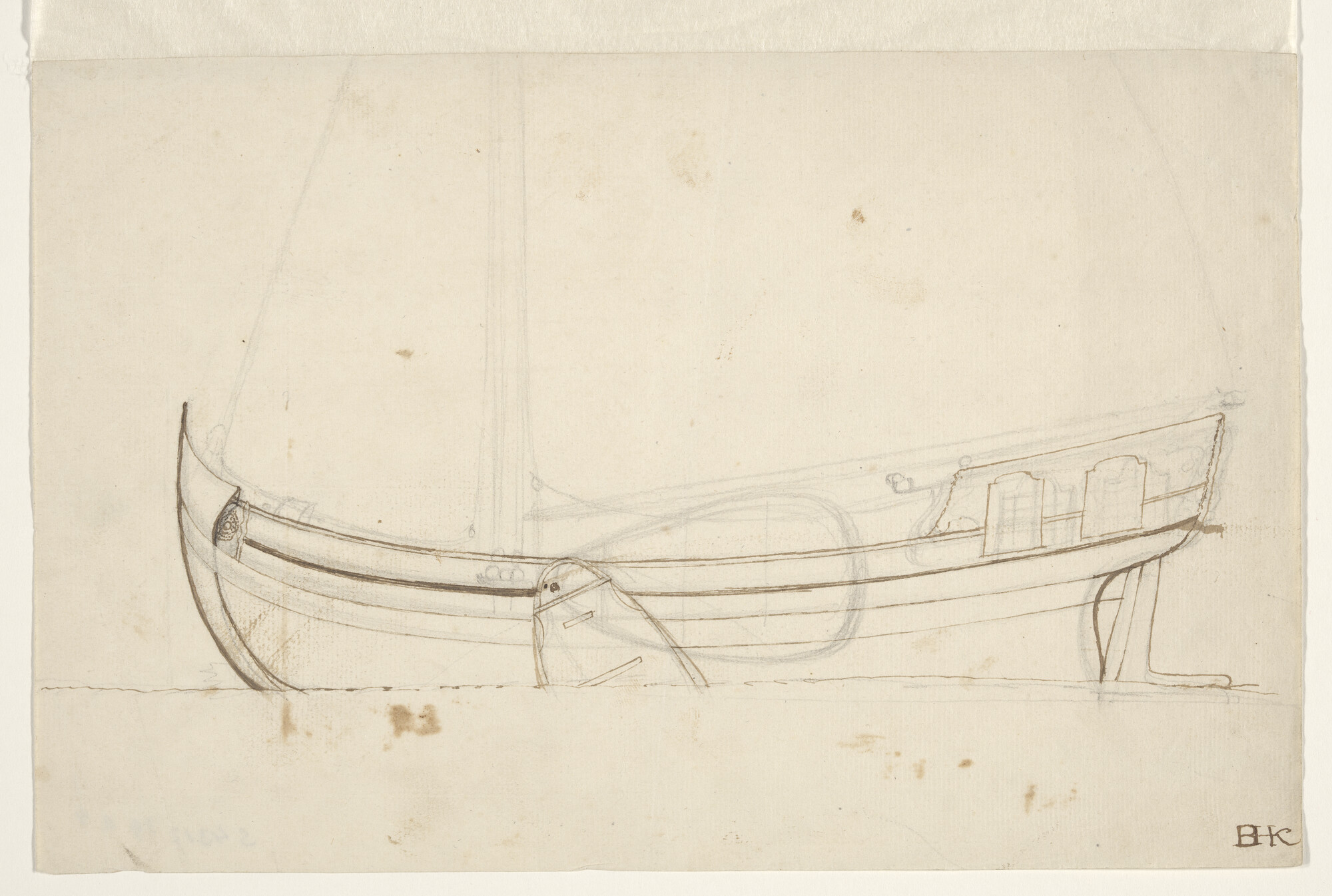 S.4317(39)a4; Een spiegelpaviljoenjacht; tekening