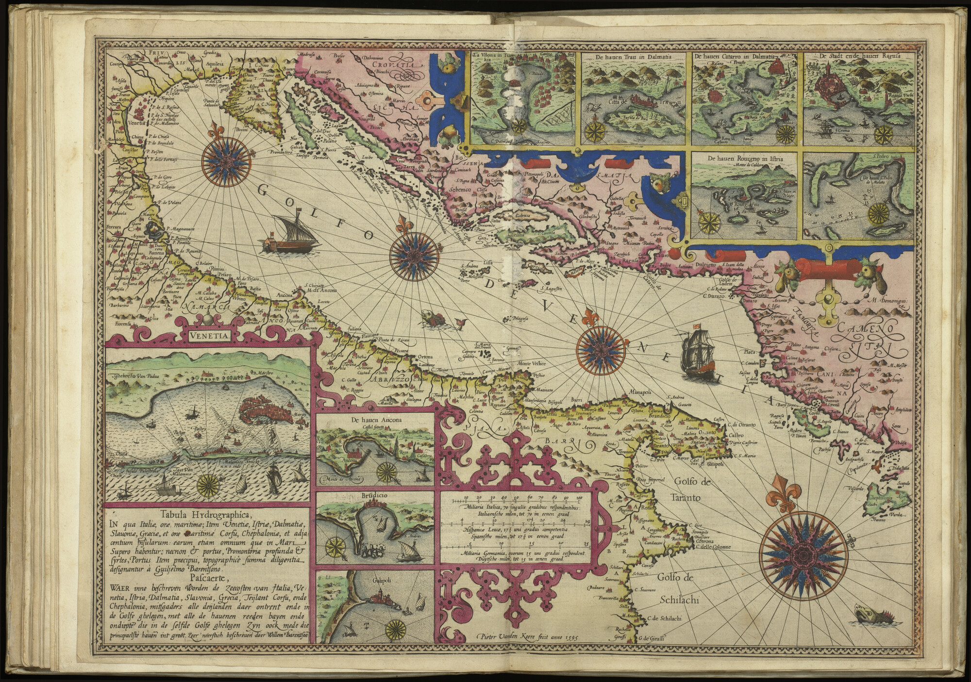 A.0145(057) [kaart 037]; Beschryvinghe der Zee custen van Italien … Tabula Hydrographica, In qua Italiæ, oræ maritimæ; Item Venetiæ ...; kaart