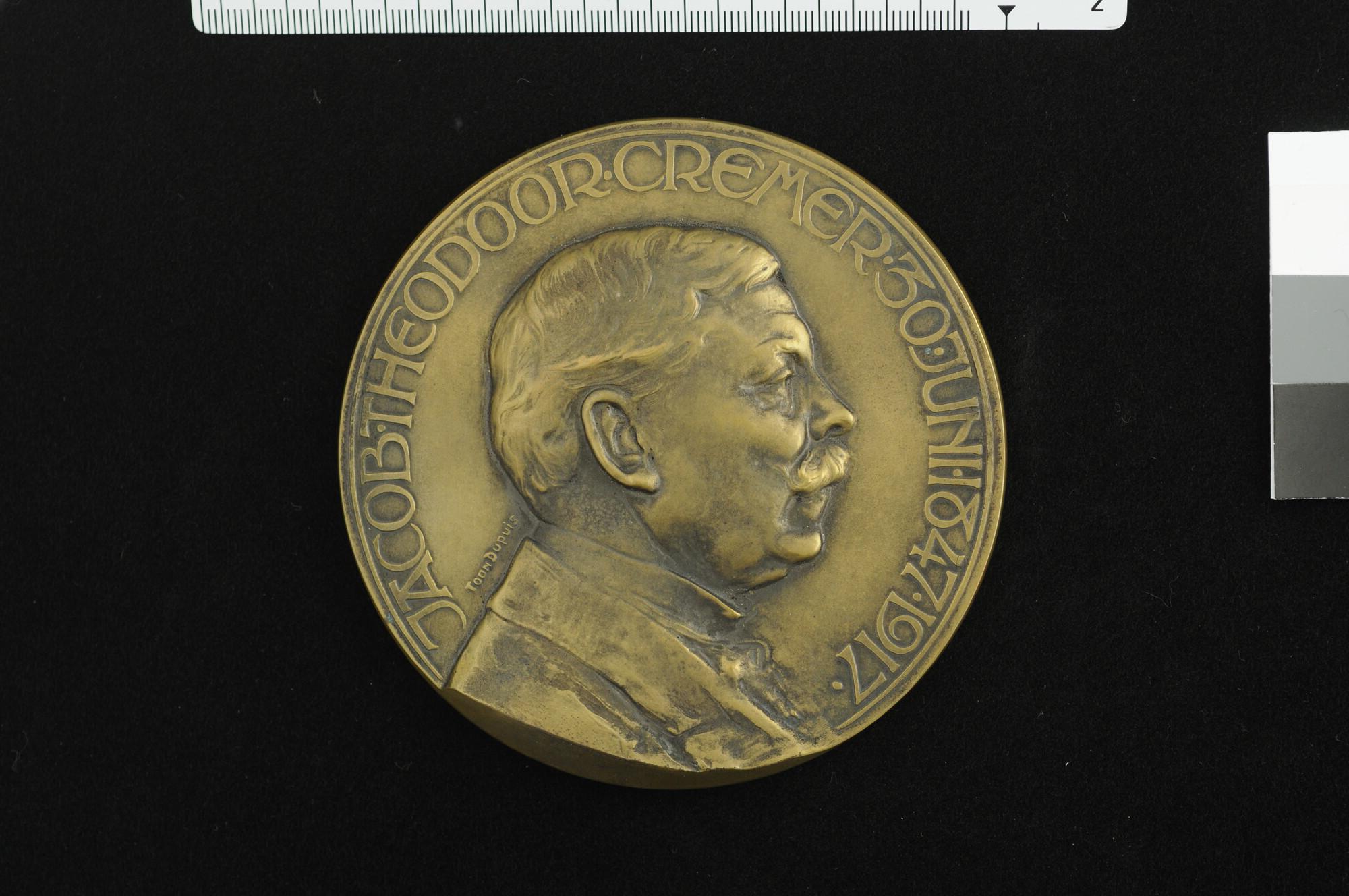 S.7074(02); Penning op de 70ste verjaardag van J.Th. Cremer, 1917; penning
