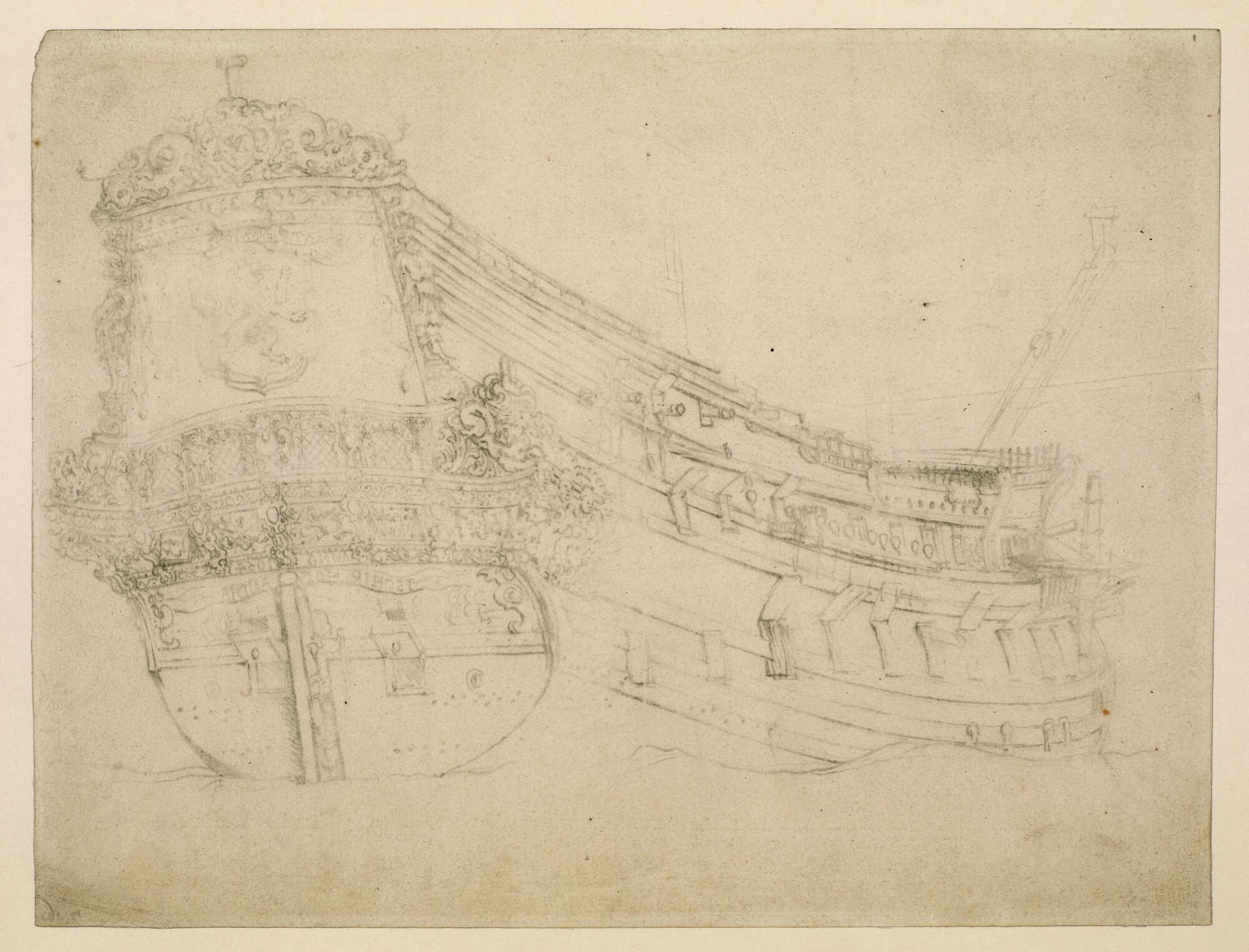 A.2643(01); Het schip Hollandia van 54 stukken; tekening