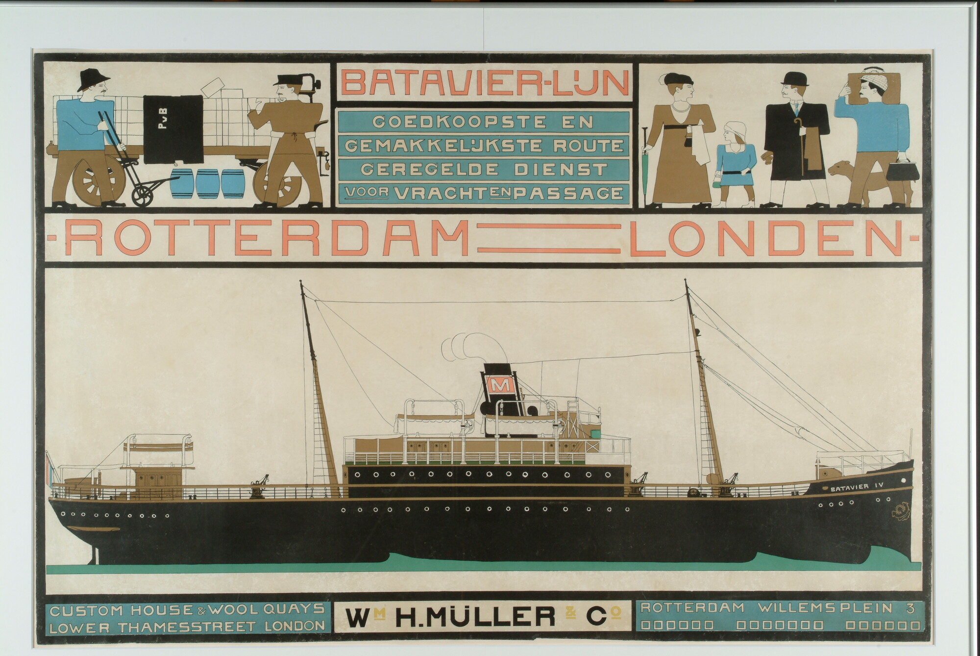 A.5323; Affiche van de Batavierlijn voor de route Rotterdam - Londen; affiche