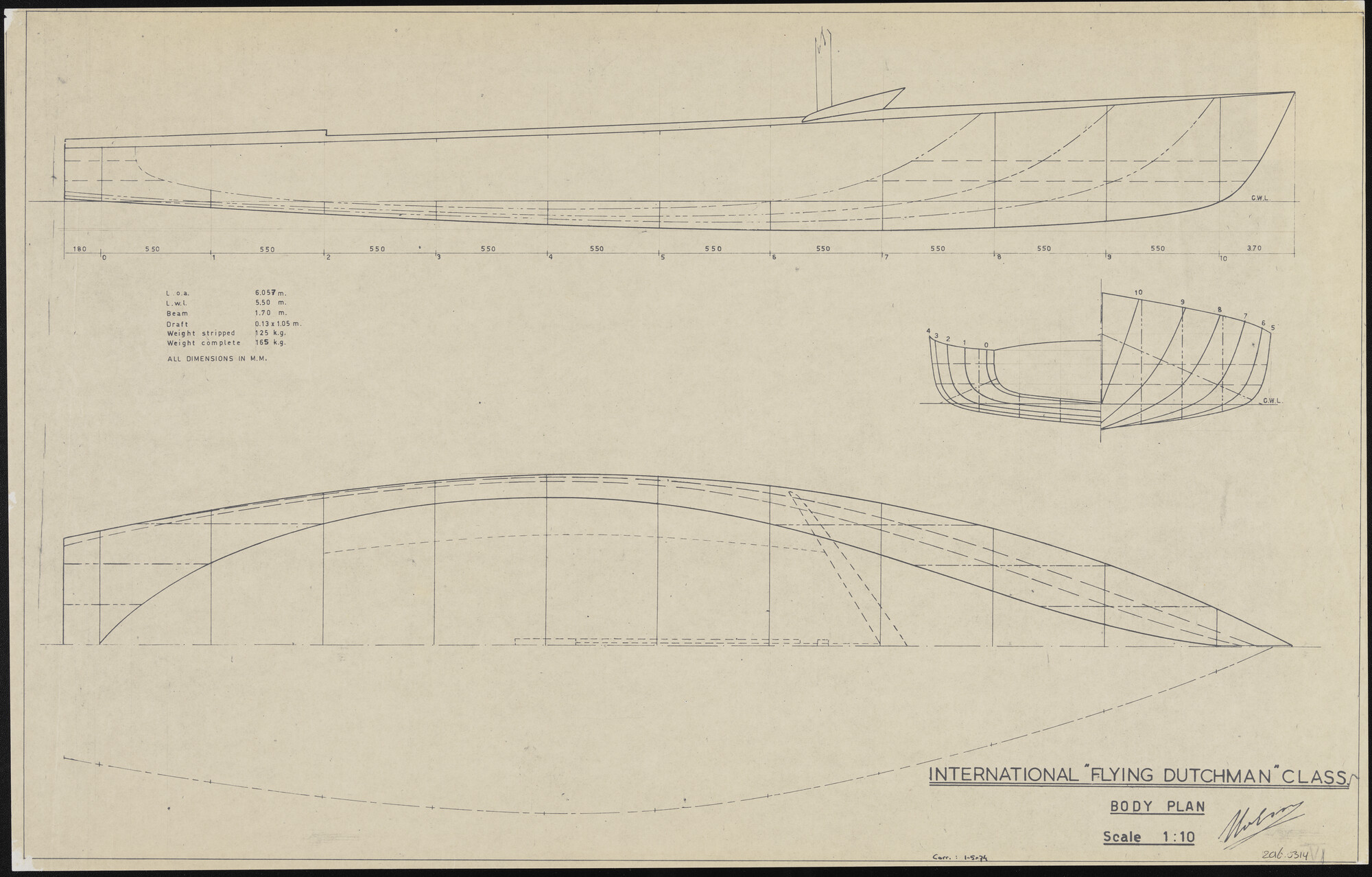 2016.0314; Lijnenplan Flying Dutchman; technische tekening