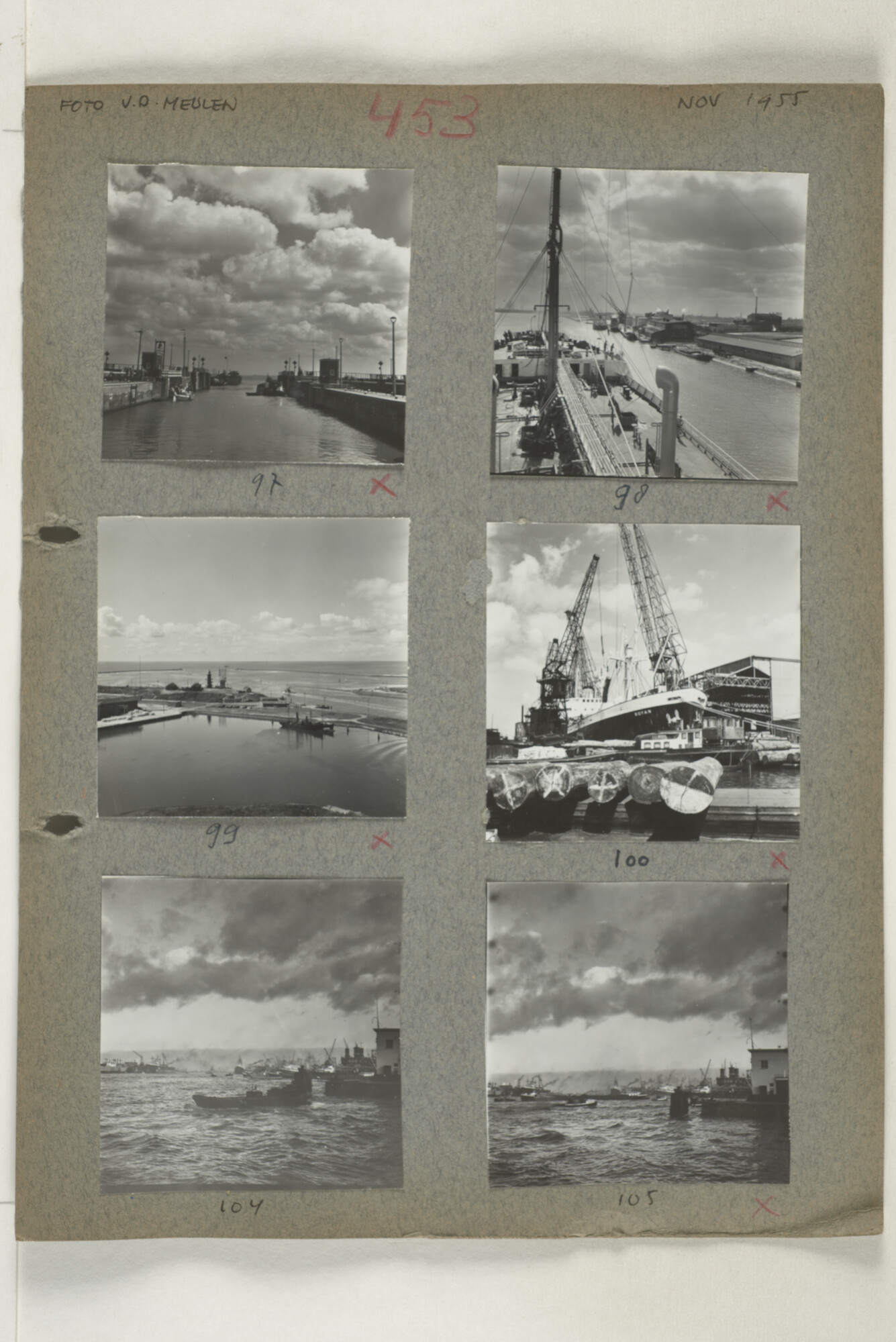 1998.2183; Omslag (voorheen ordner) met een grote hoeveelheid proef foto's van de haven en de stad van Amsterdam; omslag