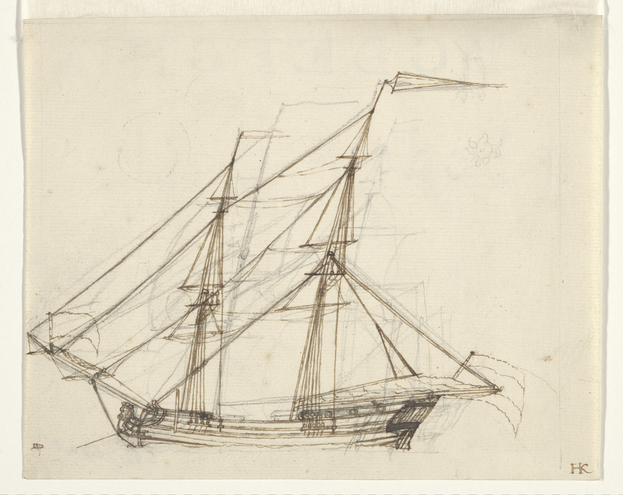 S.4317(38)a08; Een brikschip; tekening