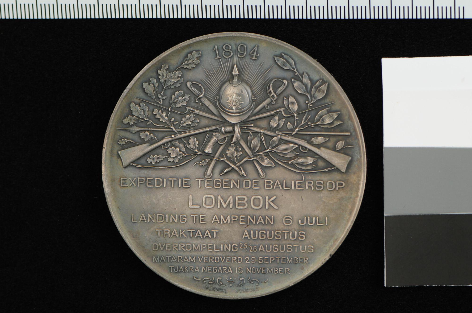A.0041(18); Penning op de expeditie van het Nederlandse leger naar Lombok, 1894; penning