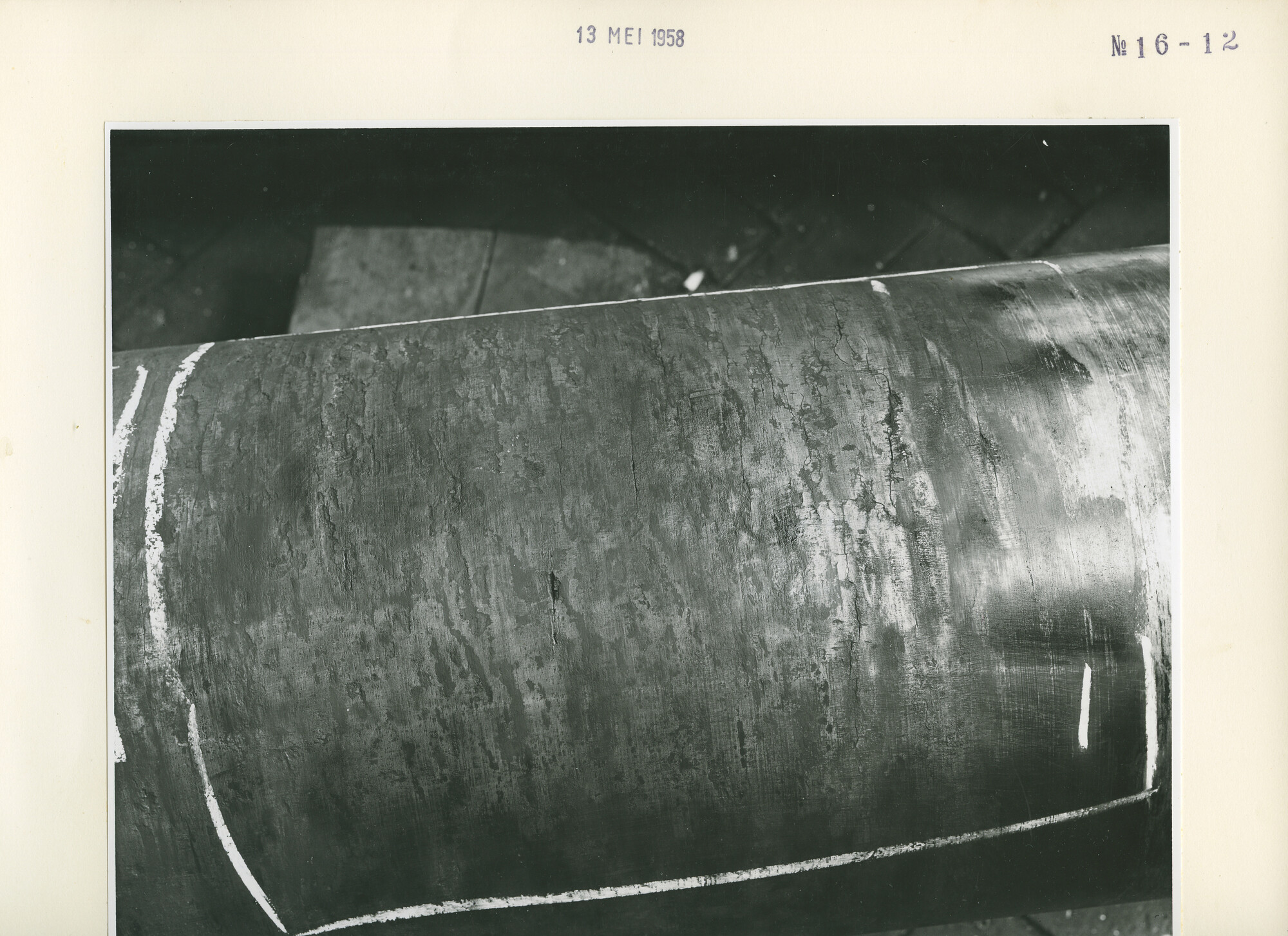 S.5444(3291)12; Foto van scheuren in de schroefas van de Baron Cawdor; foto