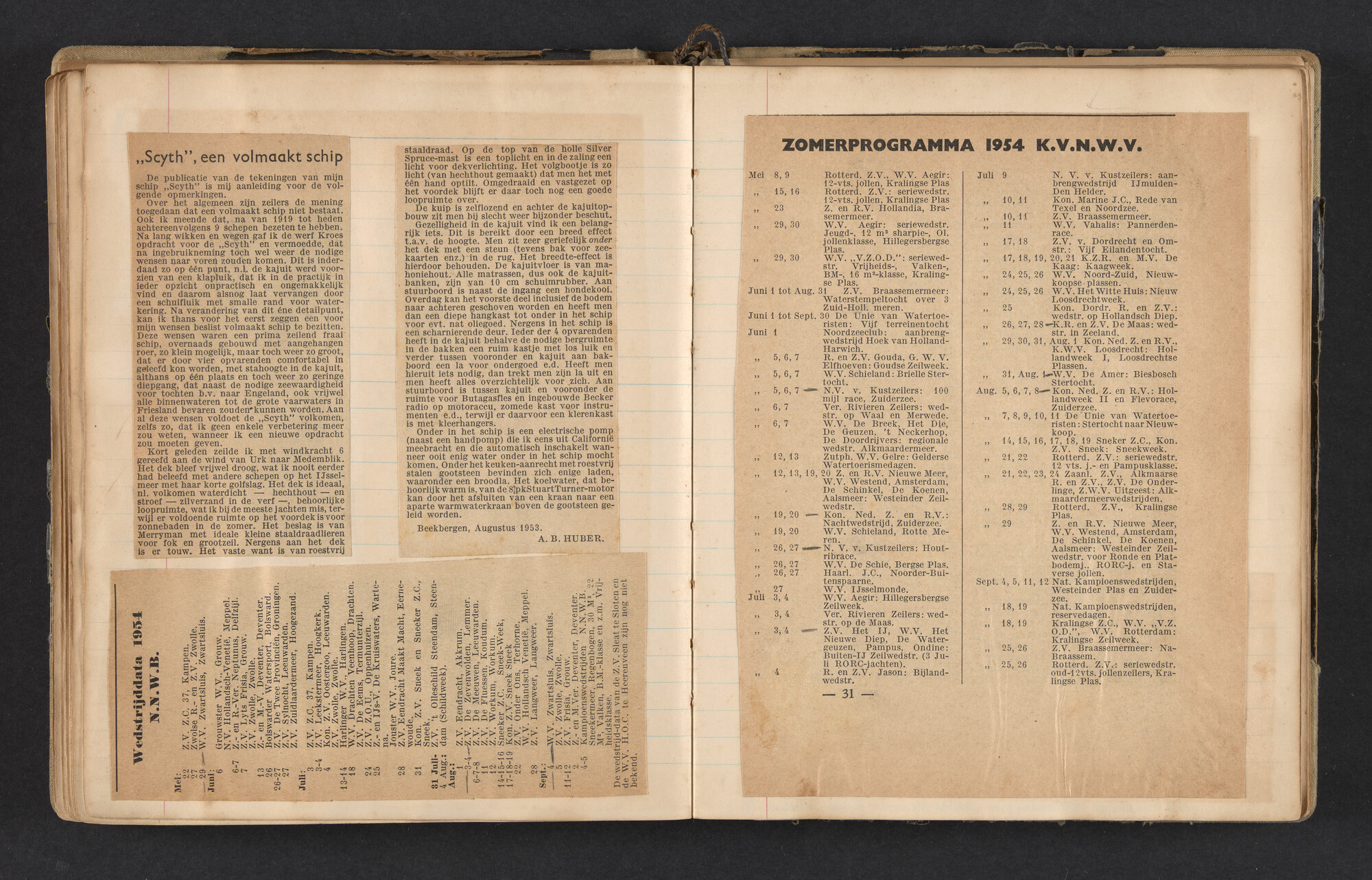 2017.0791; Logboek c.q. fotoalbum van reizen met zeeschouw Grutto in Nederland, 1952-1954; logboek